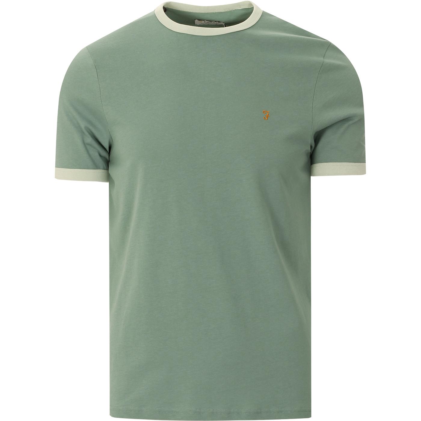 FARAH Groves Men's Retro Mod Ringer T-shirt in Jade