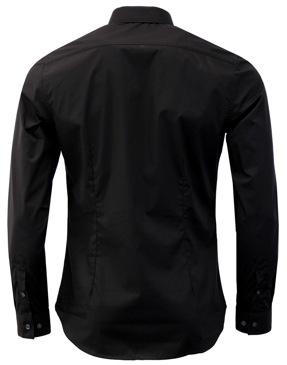 FARAH Handford Men's 60s Mod Bar Collar Smart Shirt in Black