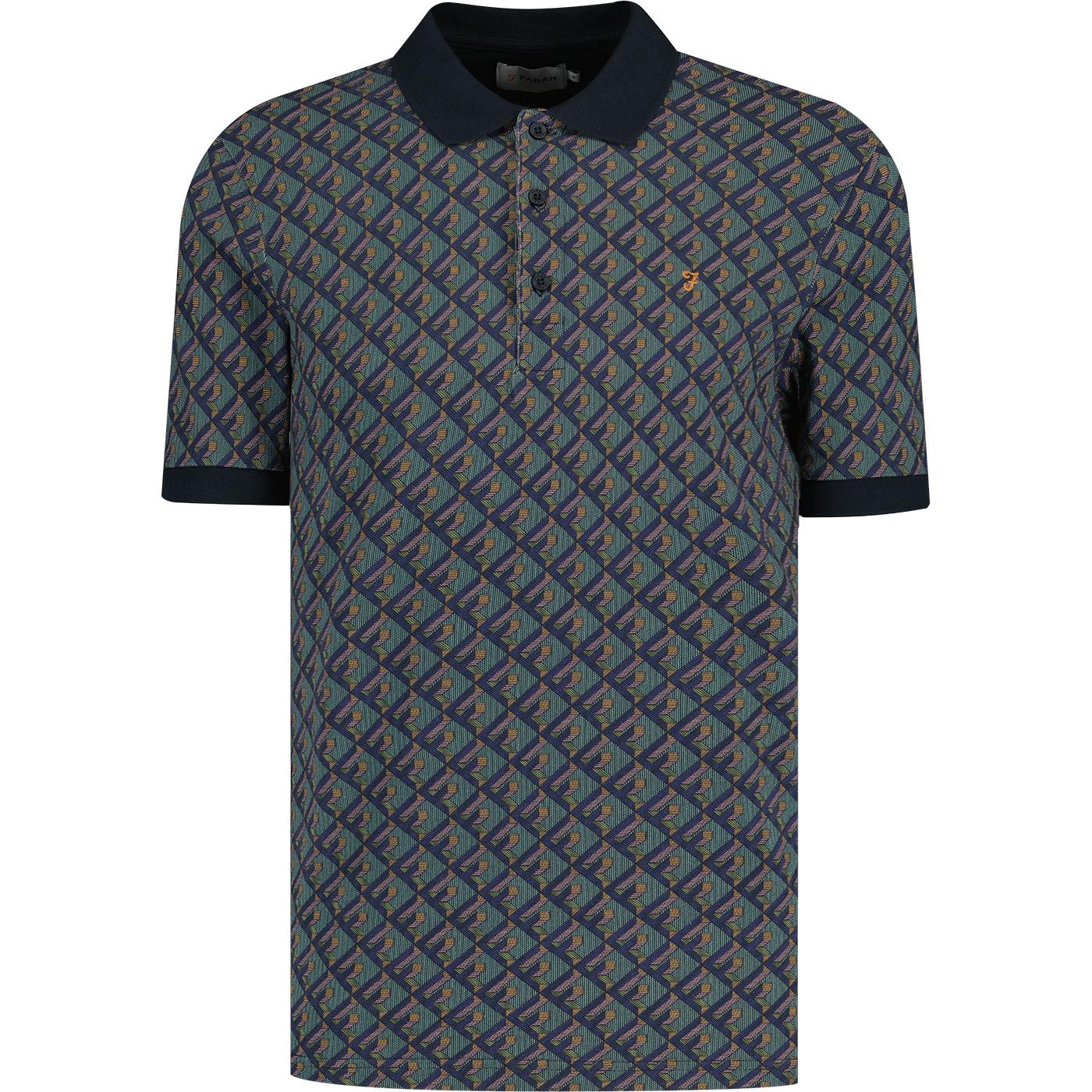 Heydon Farah Geometric AOP Pique Mod Polo Shirt TN