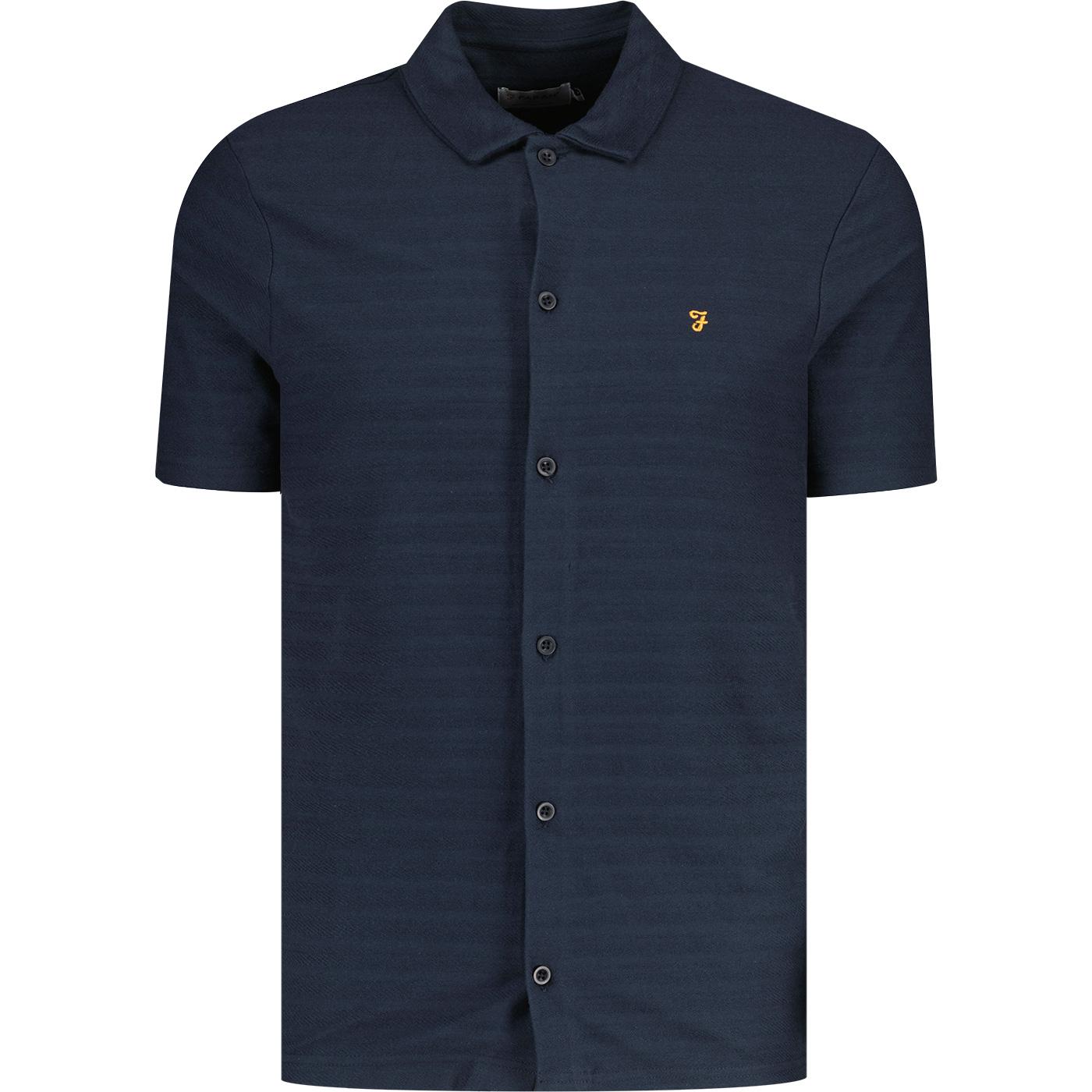 Massey Farah Textured Jacquard Stripe Polo Shirt N