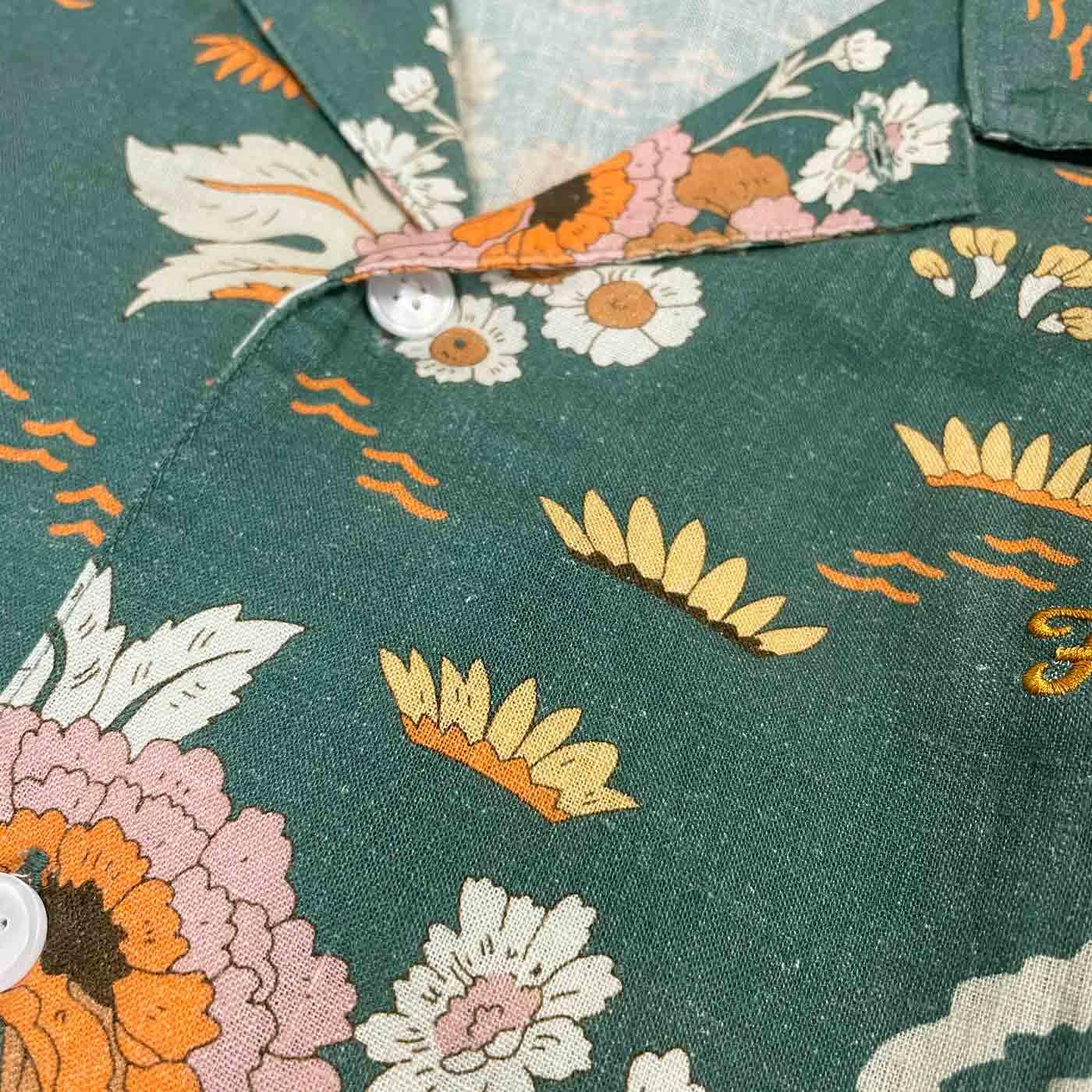 Laguna Farah Retro Revere Floral Shirt in Mallard Green