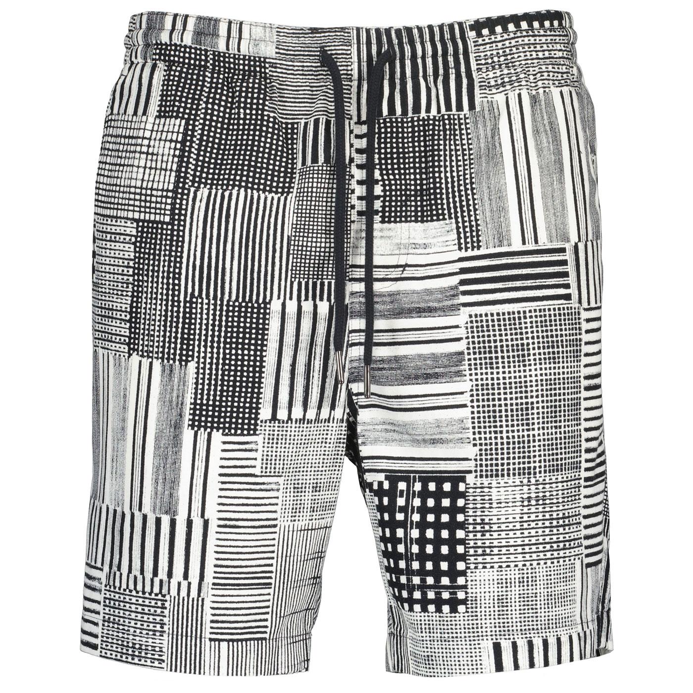 Redwald Farah Archive Stripe Print Canvas Shorts B