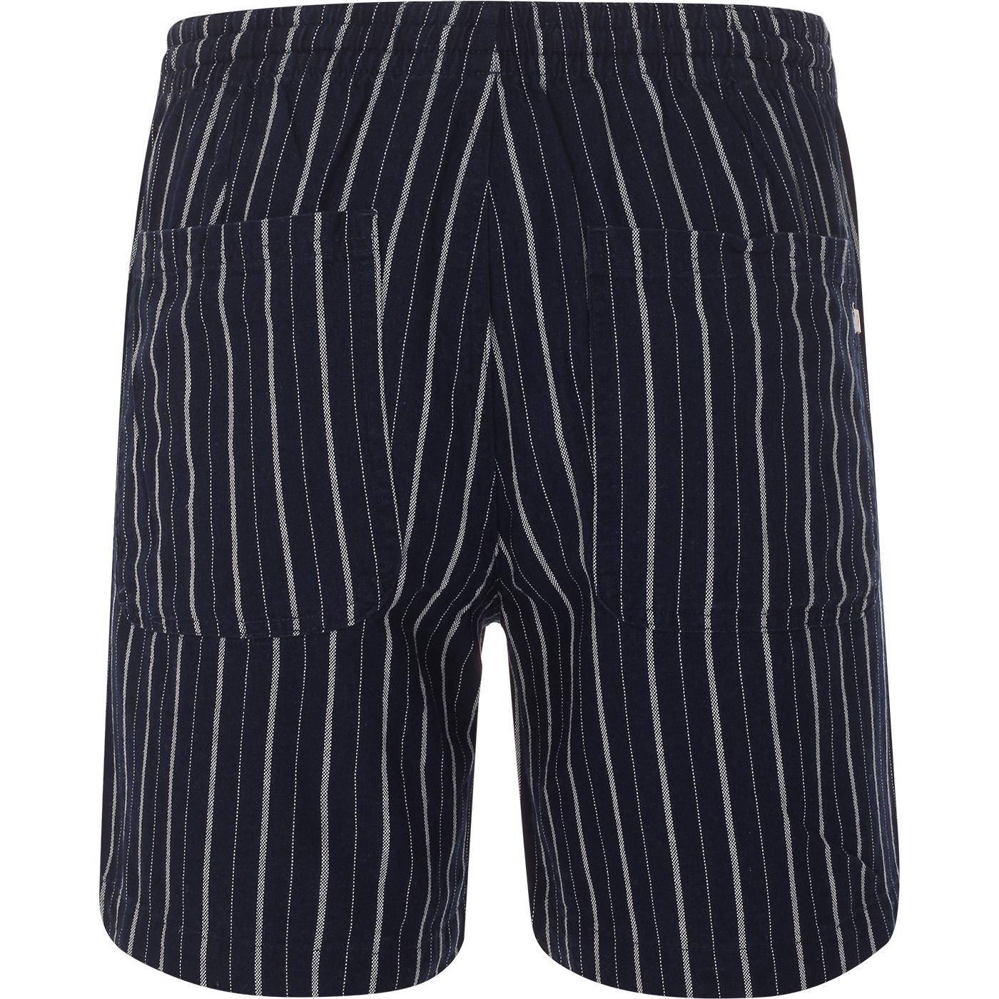 FARAH Redwald Indigo Stripe Men's Retro 4 Pocket Shorts