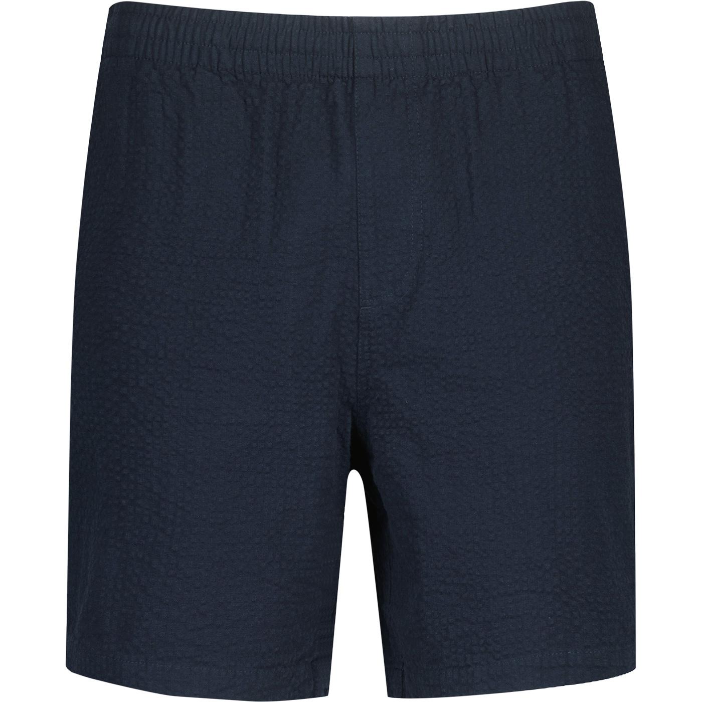 Redwald Farah Retro 50s Navy Seersucker Shorts 