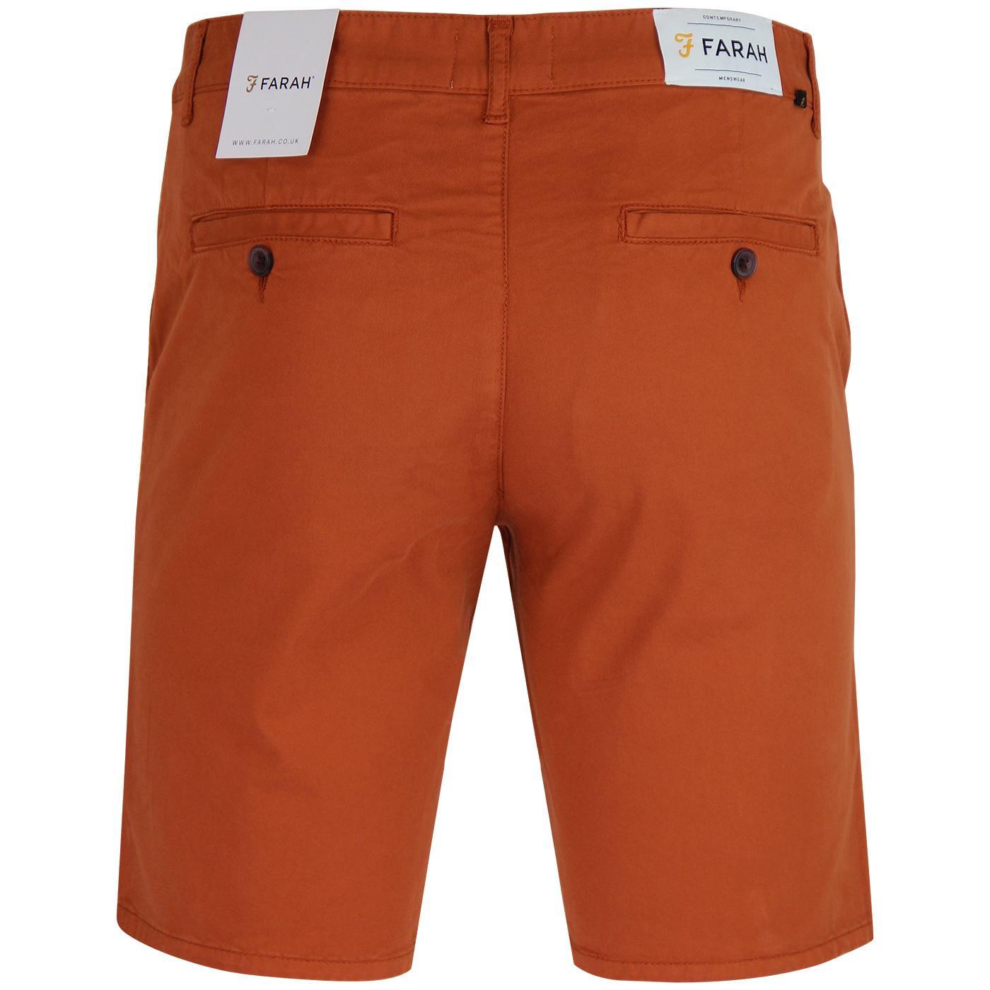 FARAH Hawk Men's Retro Cotton Twill Chino Shorts in Goldfish