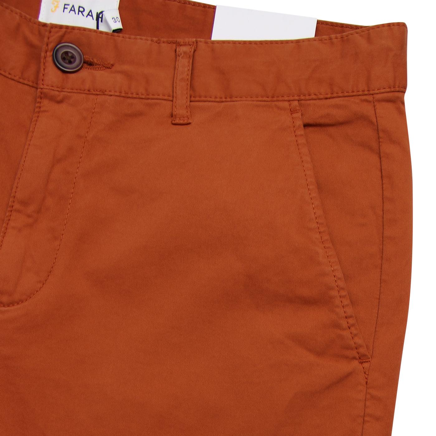 FARAH Hawk Men's Retro Cotton Twill Chino Shorts in Goldfish