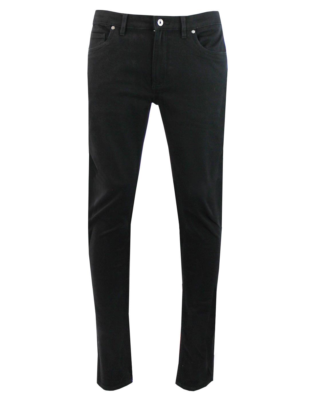 FARAH Drake Retro 60s Mod 5 Pocket Slim Twill Trousers in Black