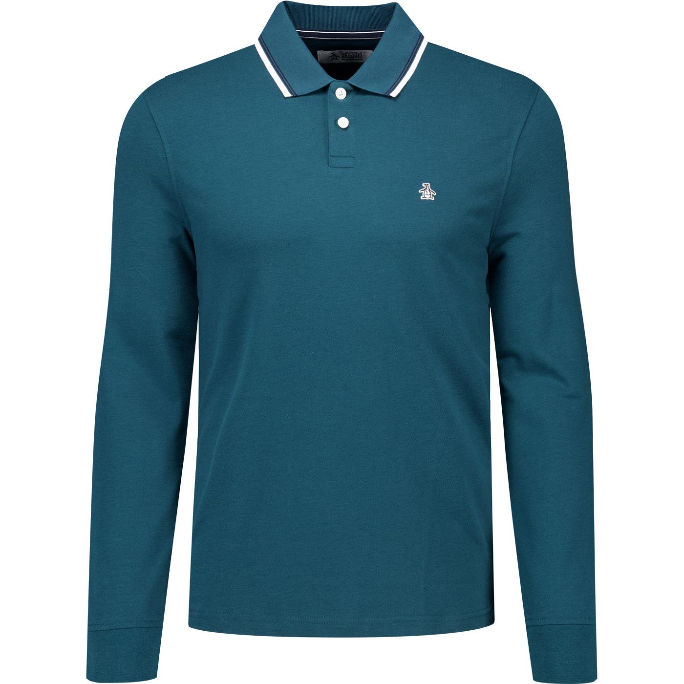 Original Penguin Mod Tipped LS Pique Polo Shirt RP