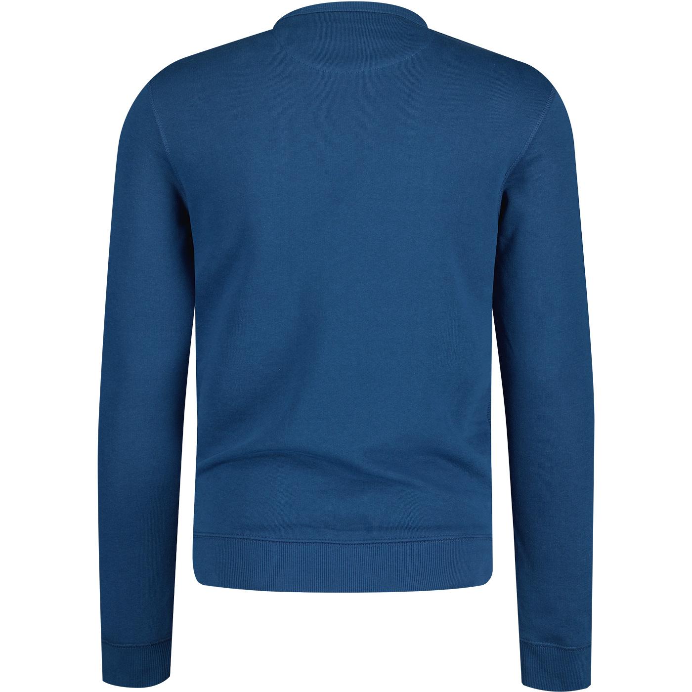 Farah Vintage Tim Crew Neck Cotton Sweatshirt in Peony Blue