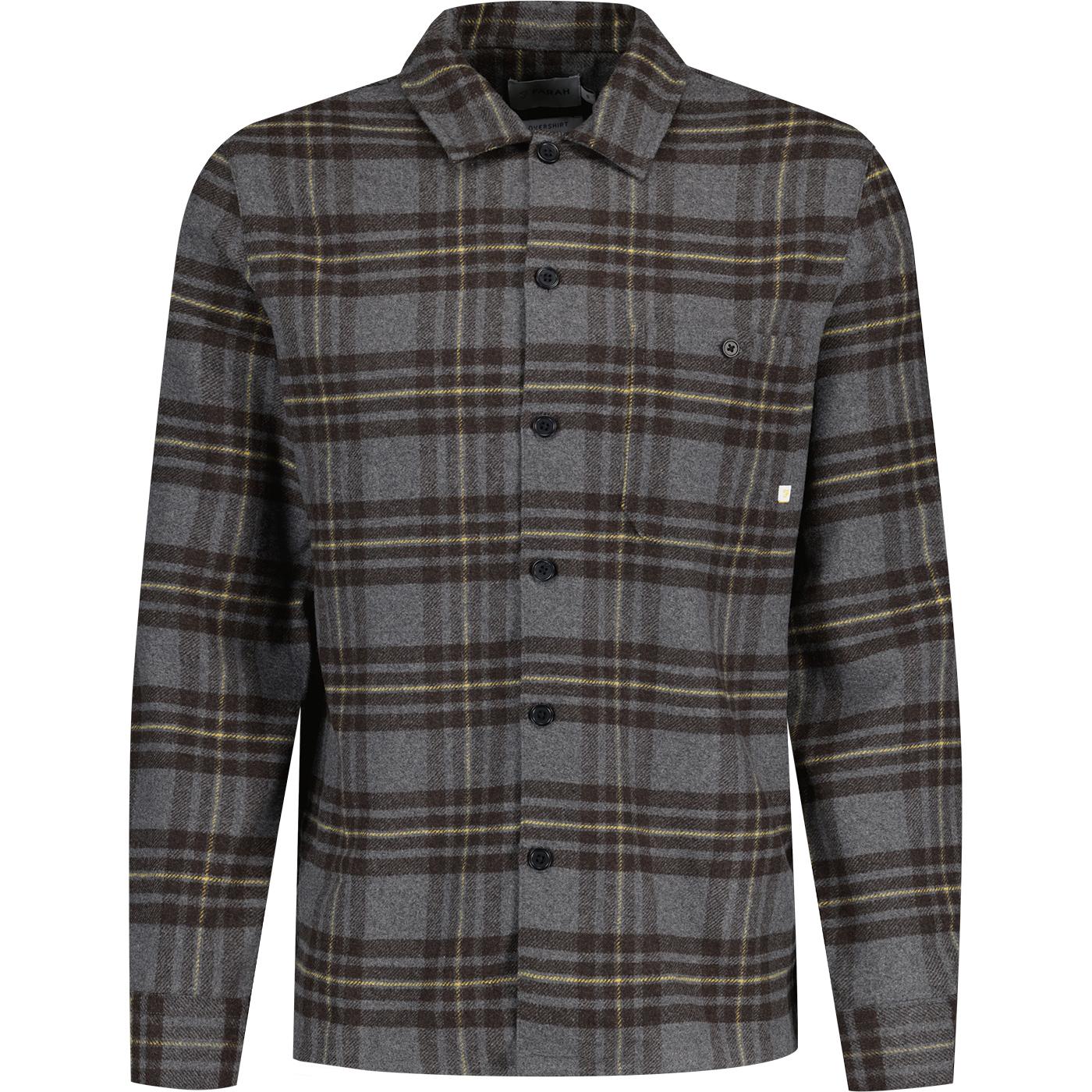 Fred Perry Wool Blend Overshirt, Charcoal Marl