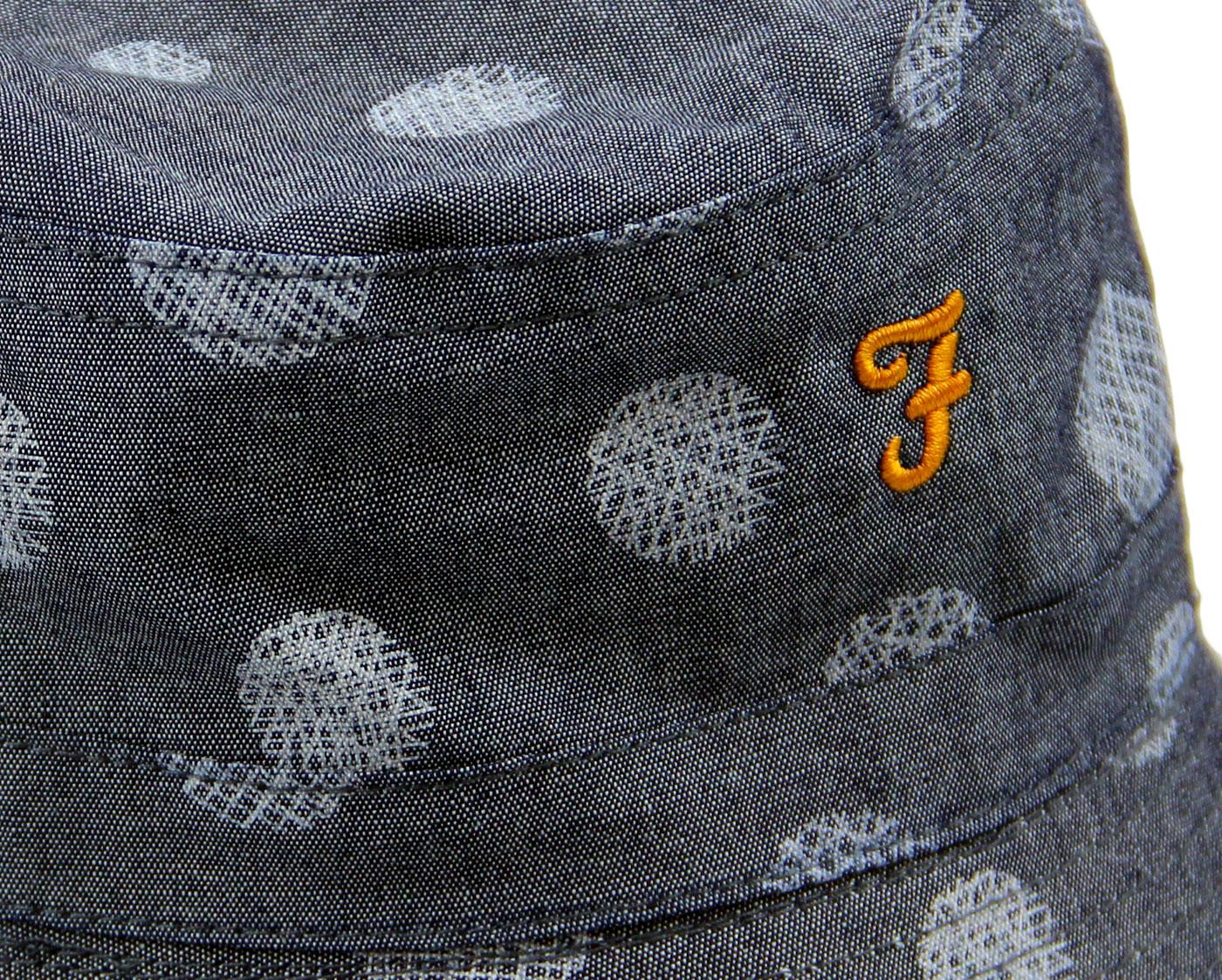 FARAH Charter Retro Indie Lattice Polka Dot Reversible Bucket Hat