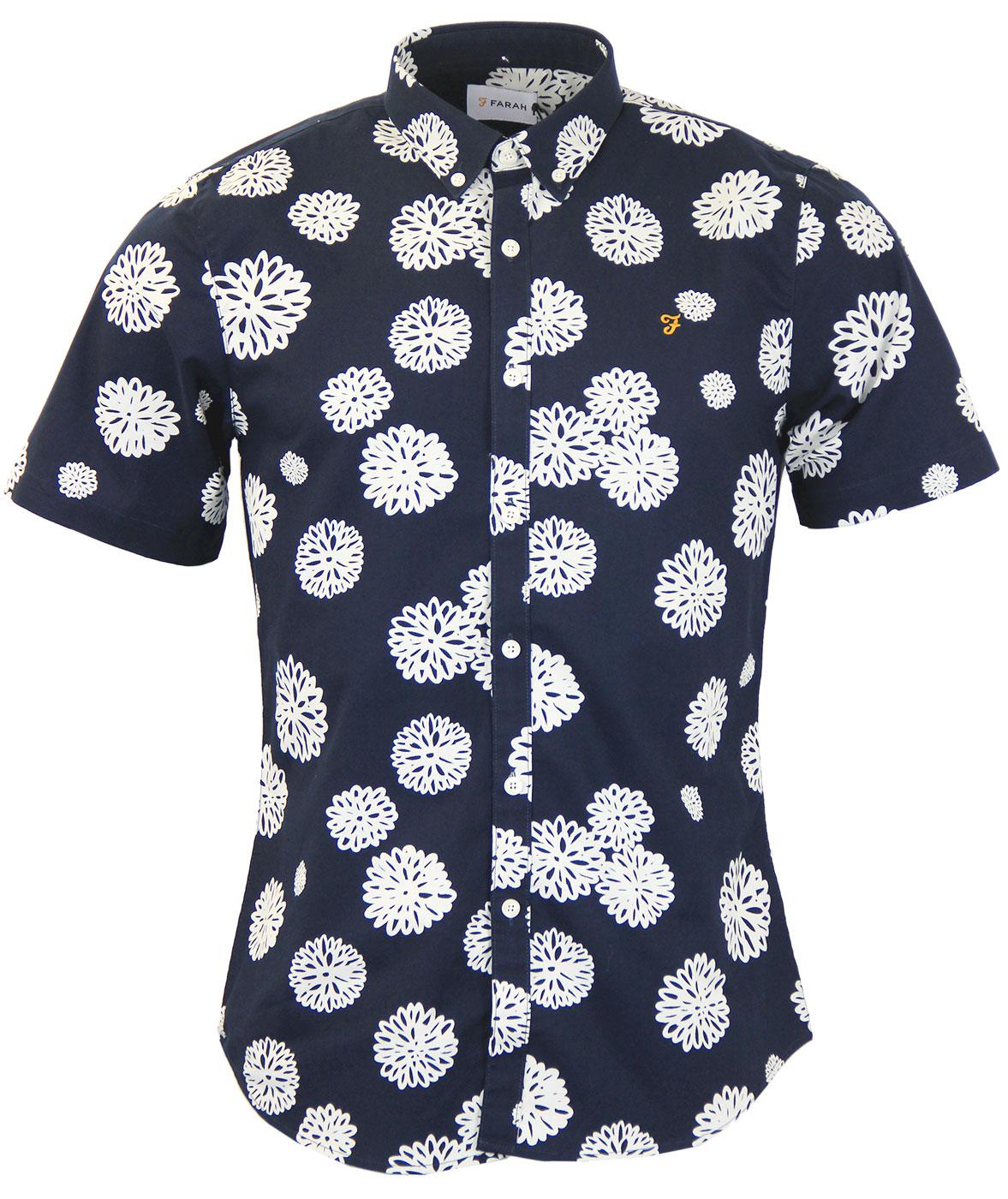 Emmett FARAH Retro Mod Floral Print Slim SS Shirt