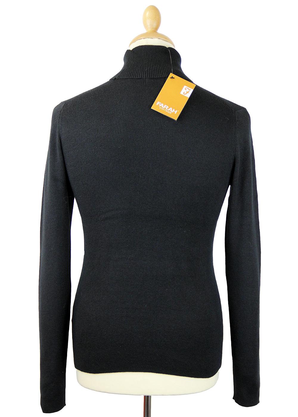 FARAH VINTAGE The Hartwell Retro 60s Mod Roll Neck Jumper Black