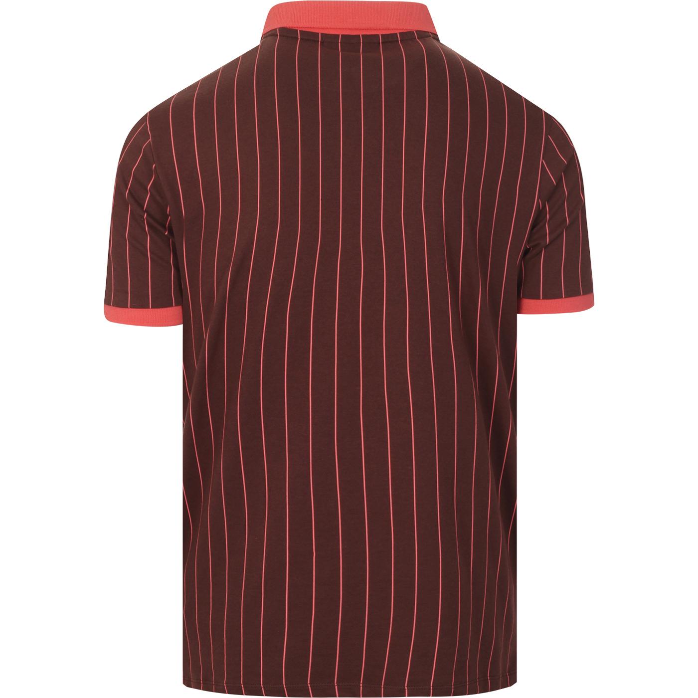 BB1 FILA VINTAGE Pinstripe Borg Tennis Polo in French Roast