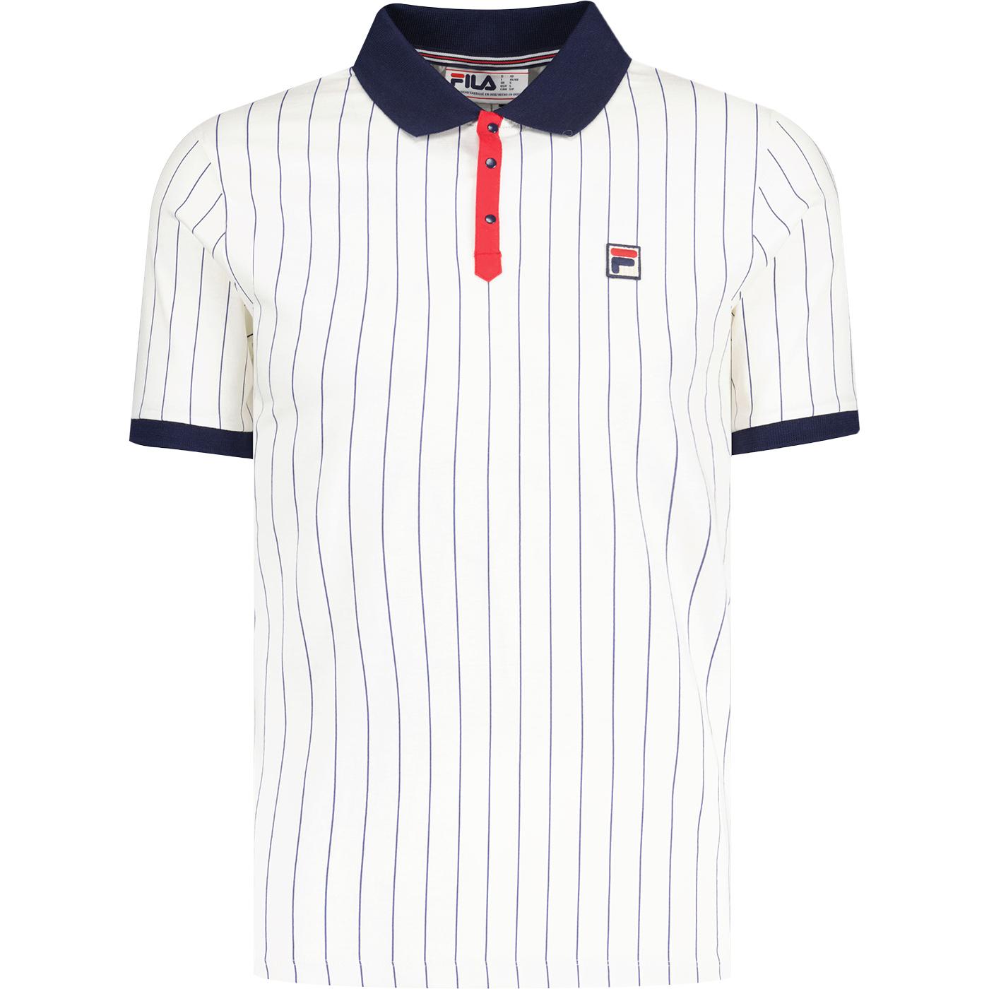 BB1 Fila Vintage Retro Striped Polo Shirt G/N/R