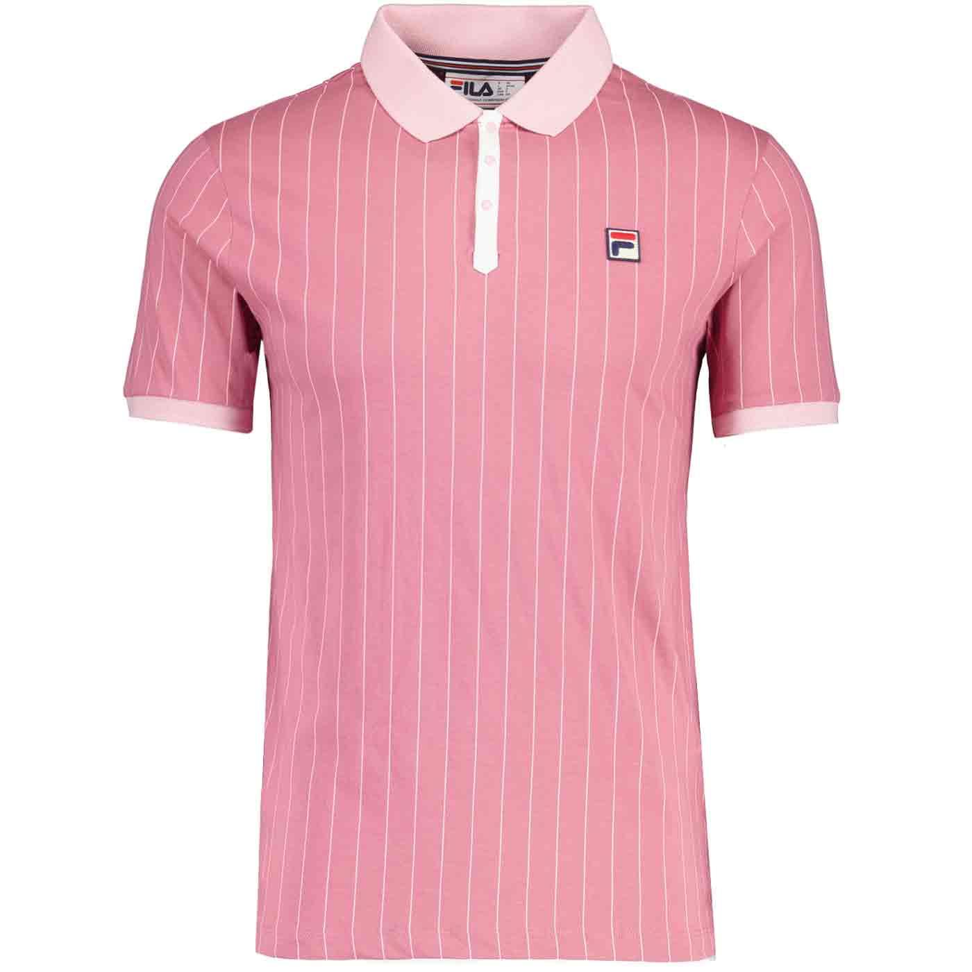 Fila Vintage BB1 Striped Polo Shirt in Heather Rose Pink Nectar