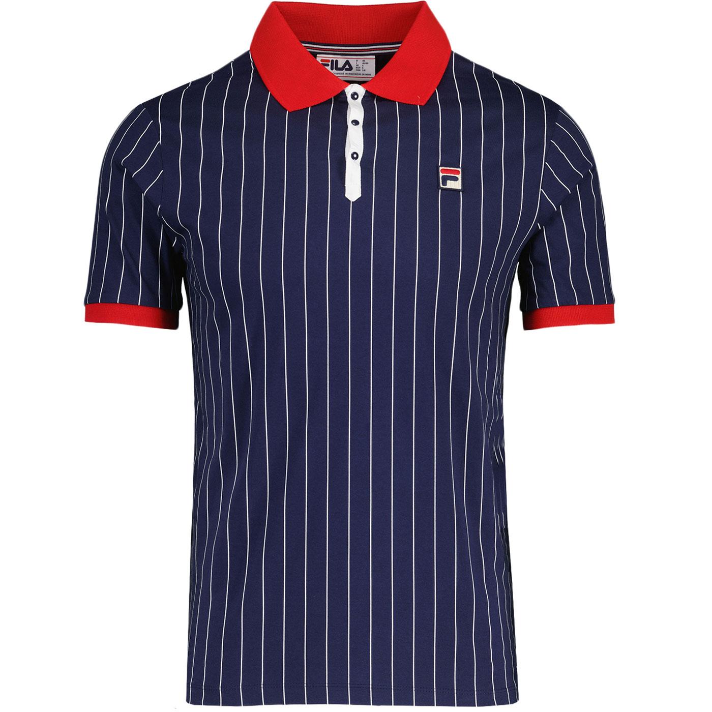 BB1 Fila Vintage Retro 70s Striped Polo Shirt N/R