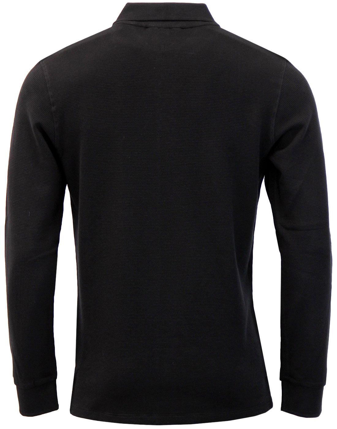 Bertoni FILA VINTAGE Mod Waffle Texture L/S Polo in Black