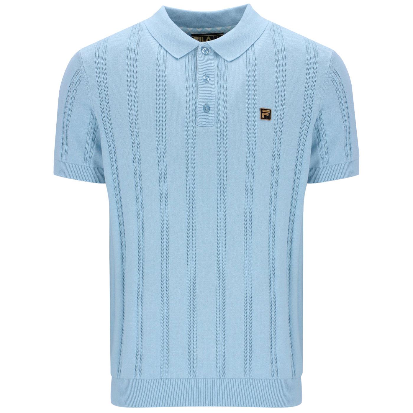 Kennedy Fila Gold Textured Stripe Knitted Polo SS
