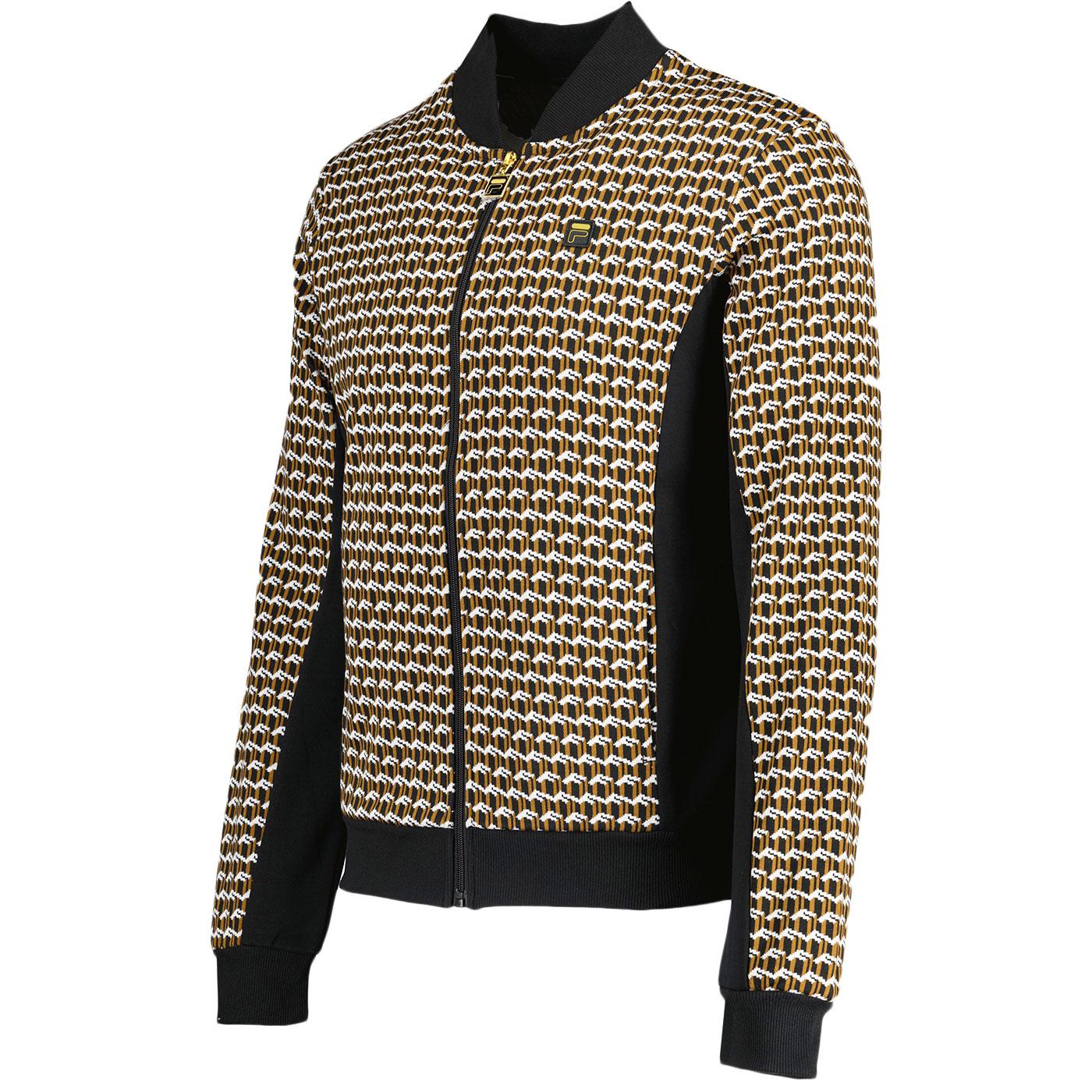 Fila Gold Vigo Geo Pattern Bomber Collar Track Jacket in Black
