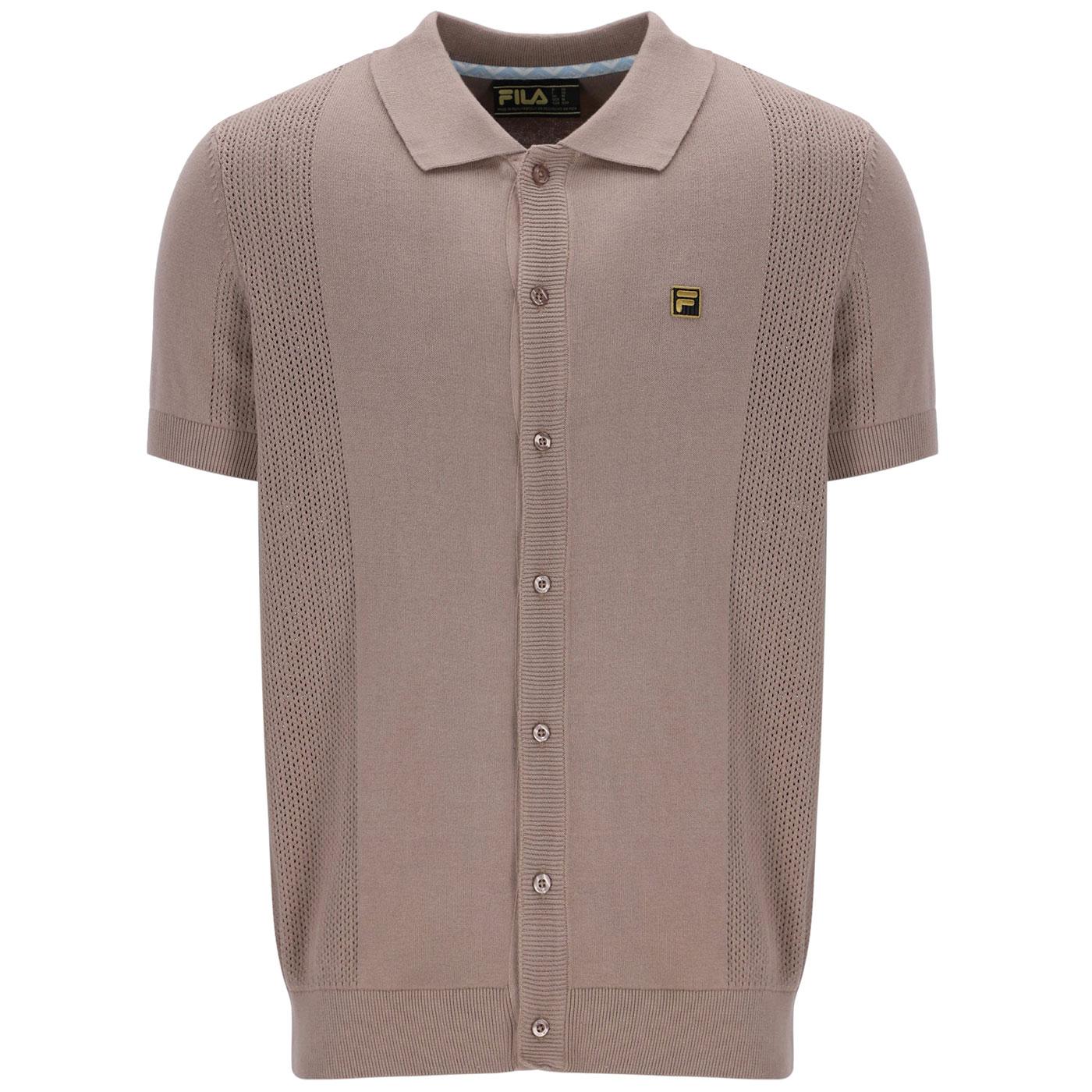 Walter Fila Gold Open Knit Pointelle Panel Polo MM