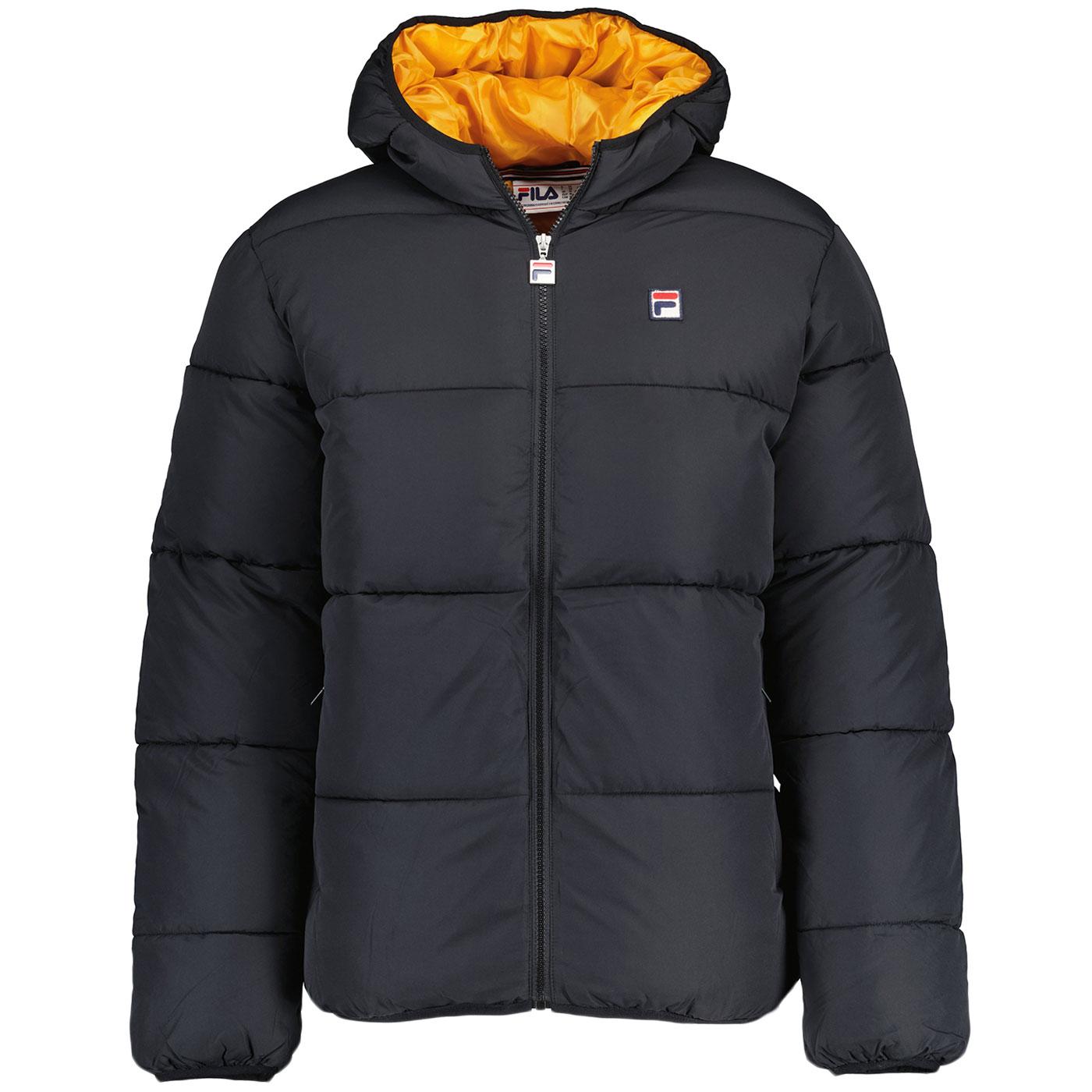 Harry Fila Vintage Heavily Padded retro Puffer Jacket Black Yam