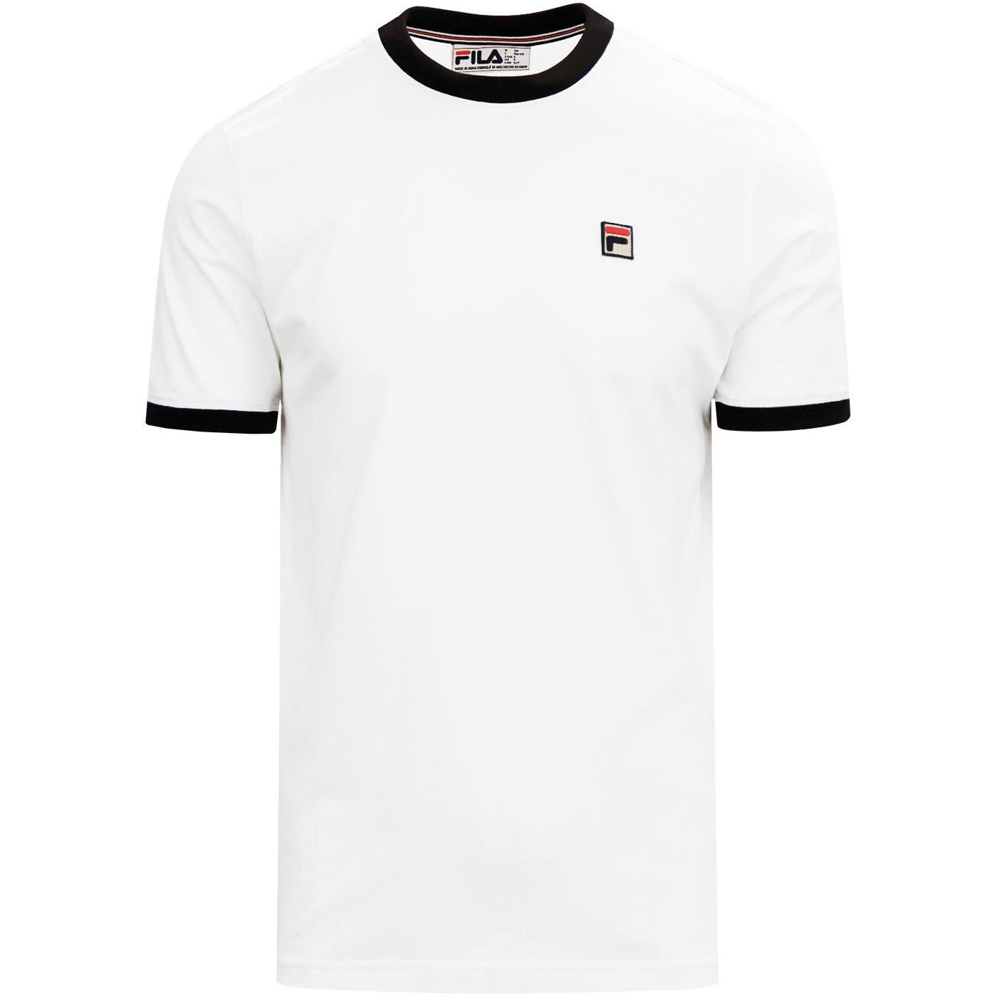 FILA VINTAGE Marconi Retro 70s Ringer T-shirt in White/Black