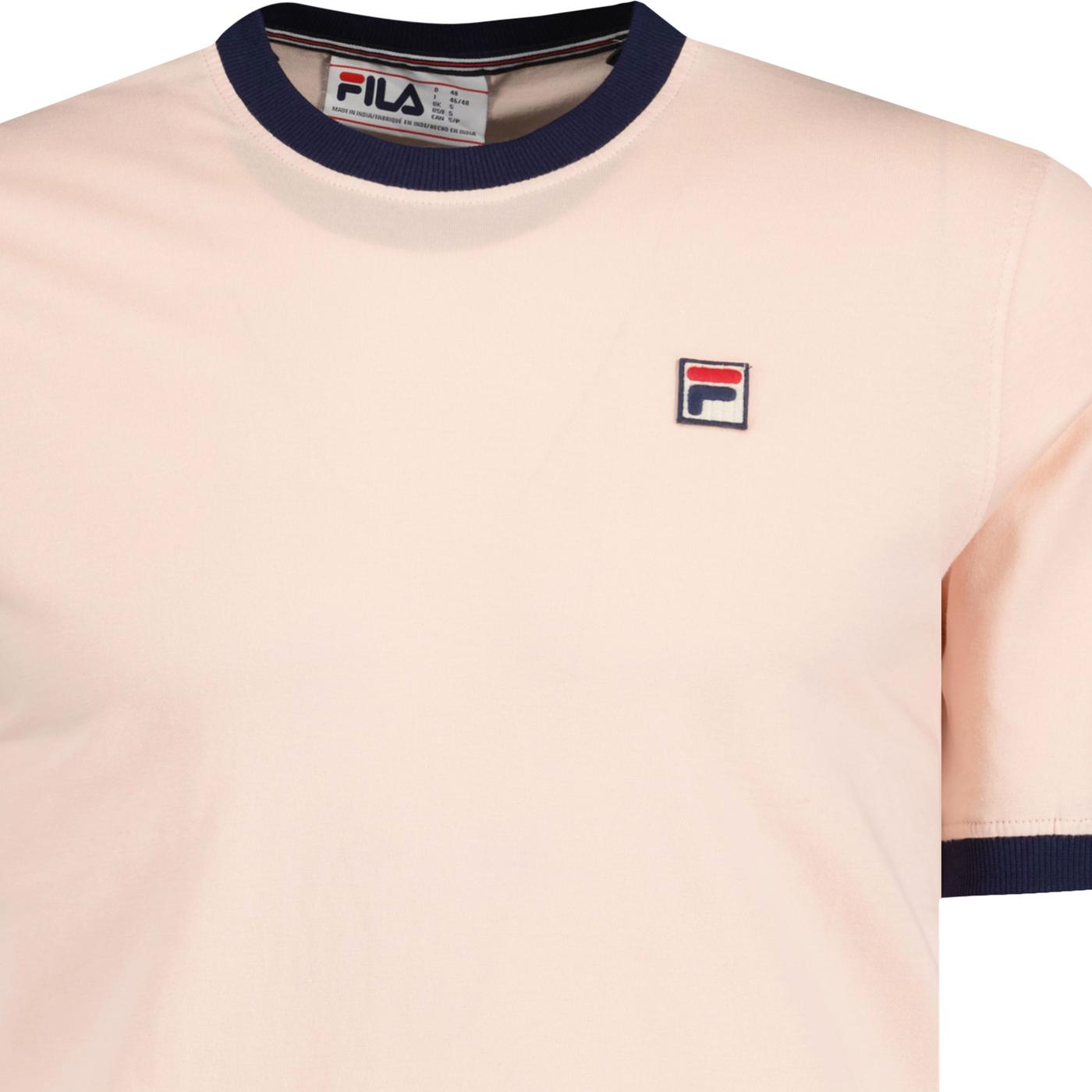 FILA MARCONI Vintage Retro 70s Ringer T shirt in Peach Whip