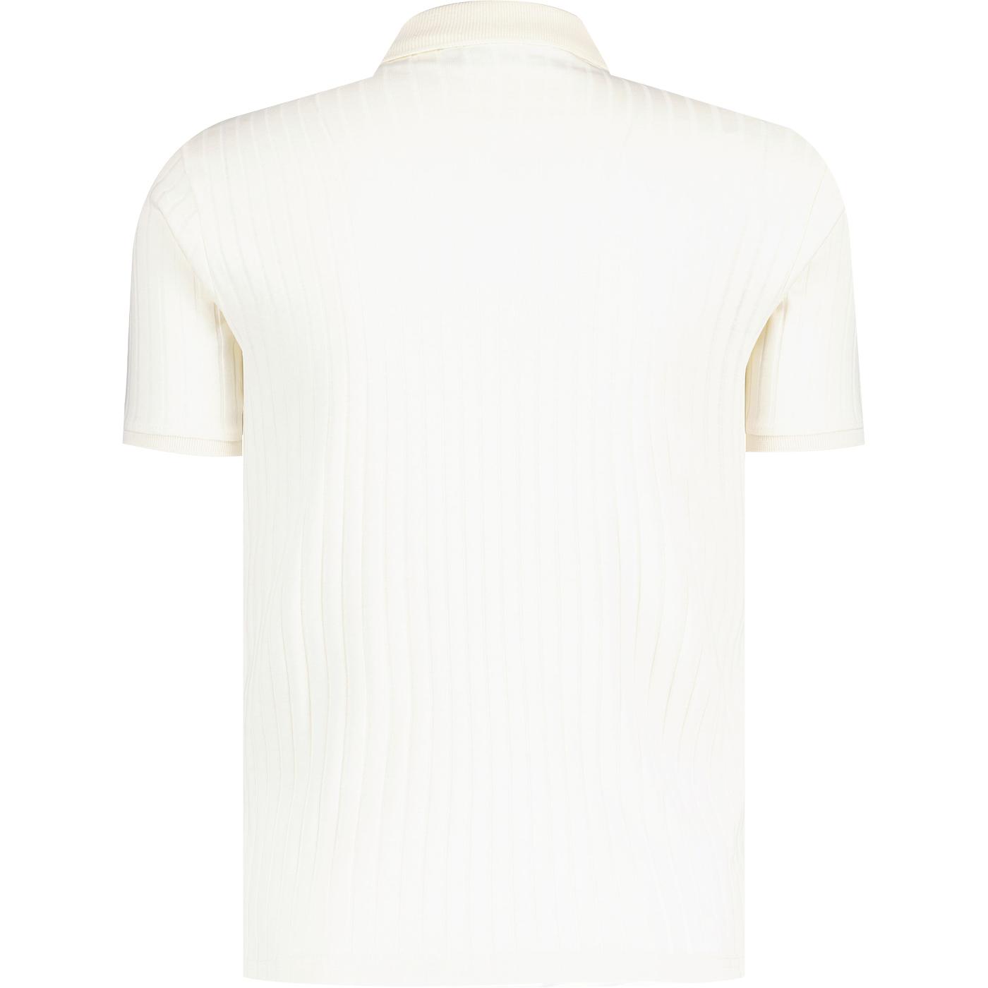 FILA VINTAGE Pannuci Mod Ribbed Zip Polo Shirt in Gardenia