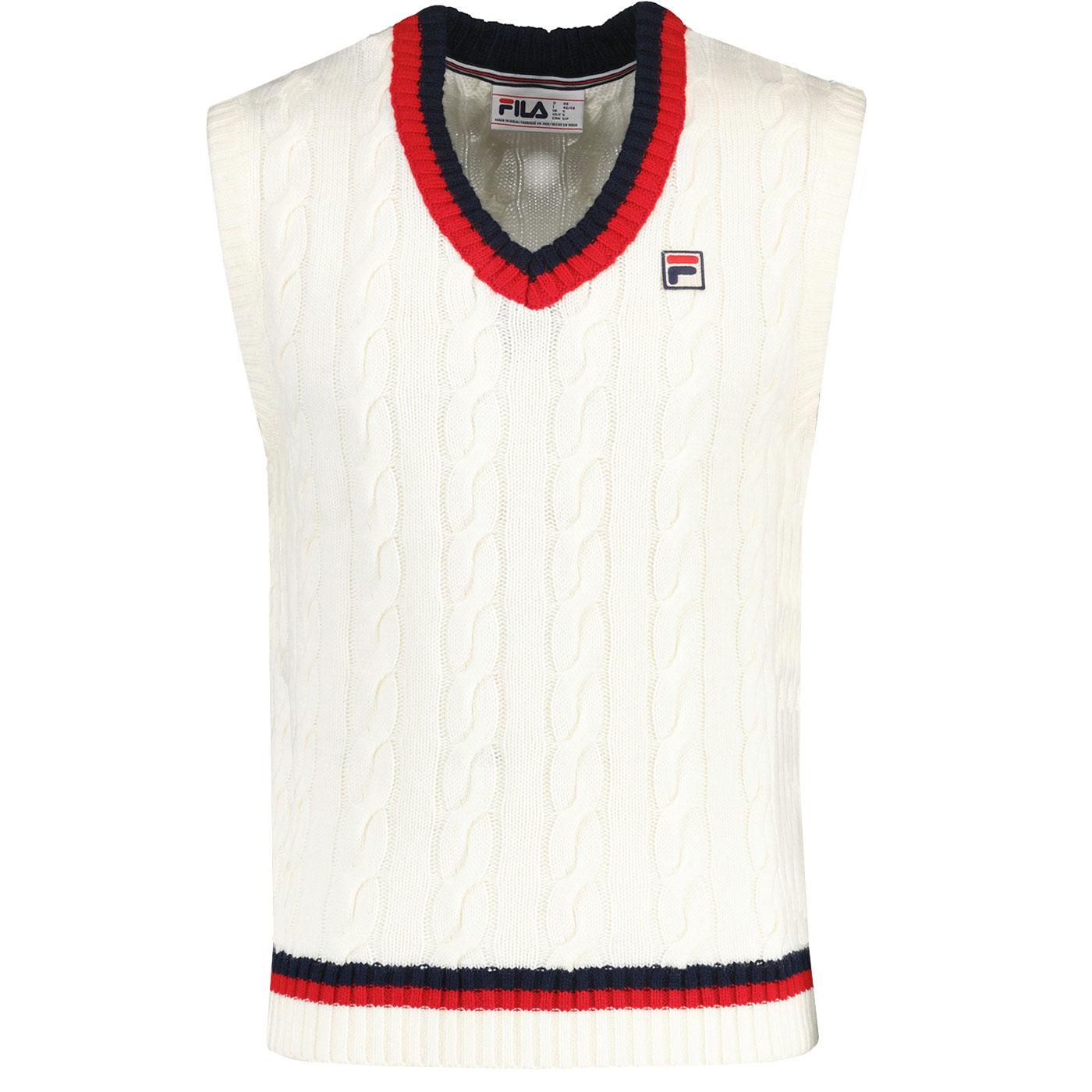 Rufus Fila Vintage Archive Cable Knit V-neck Vest 