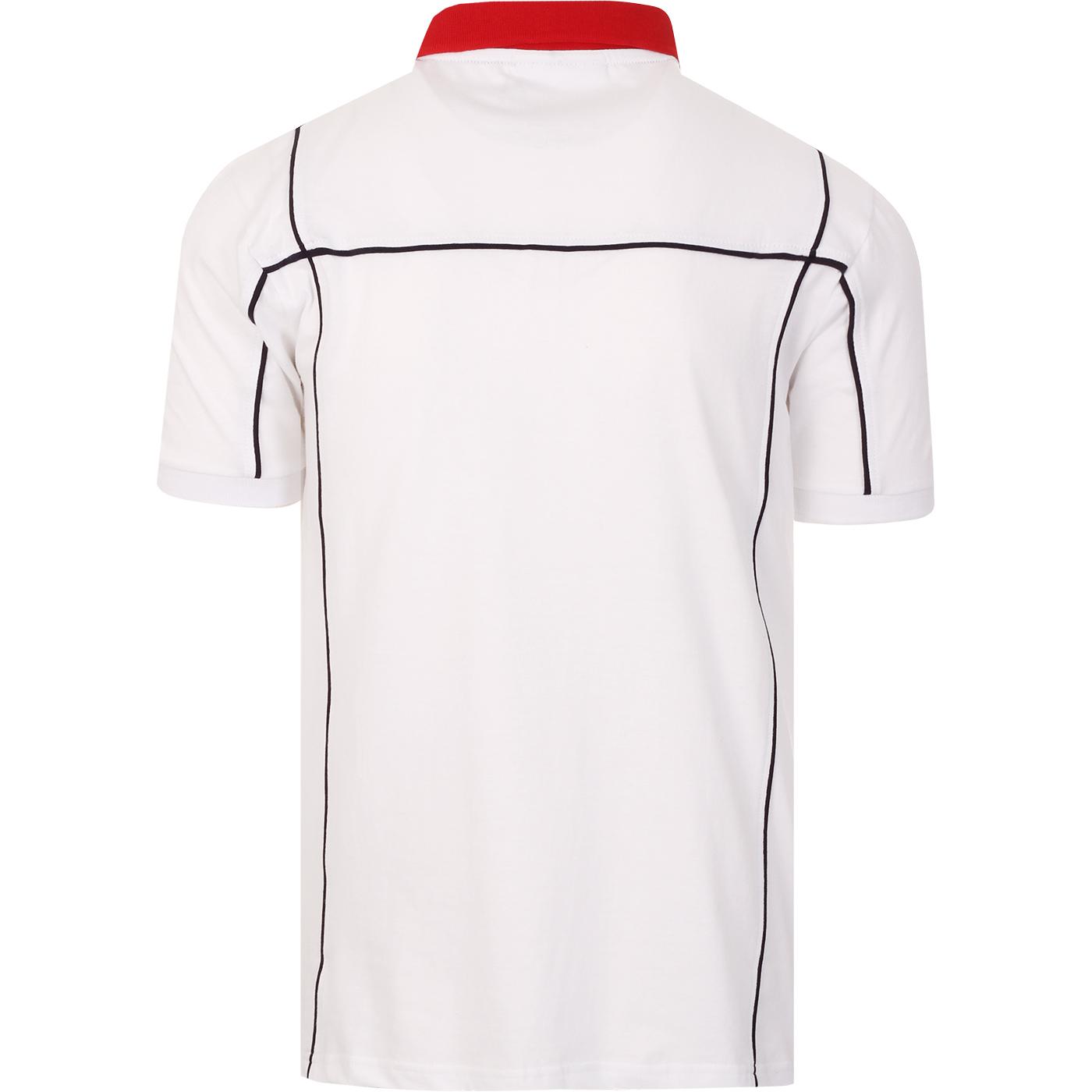 FILA VINTAGE Terrinda Retro 80s Piping Polo in White/Red