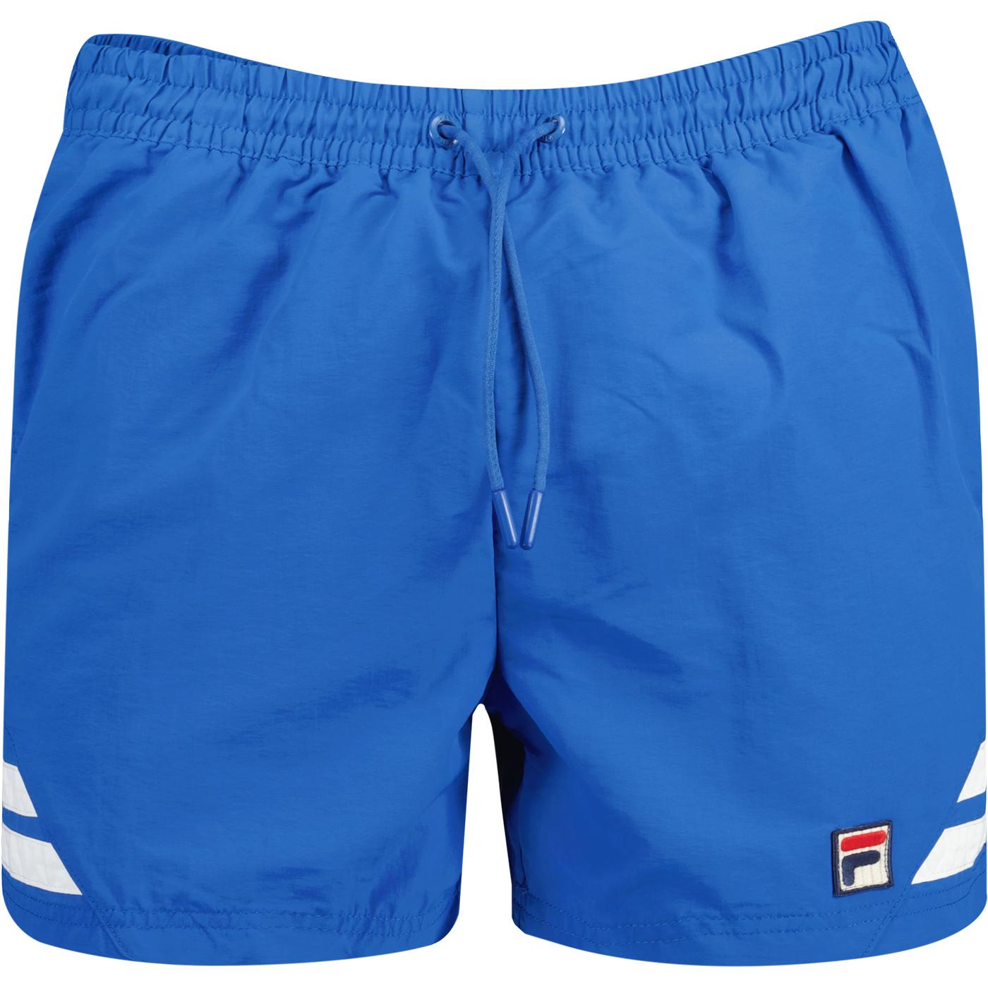 FILA VINTAGE Vantage Retro Stripe Swim Shorts in Strong Blue