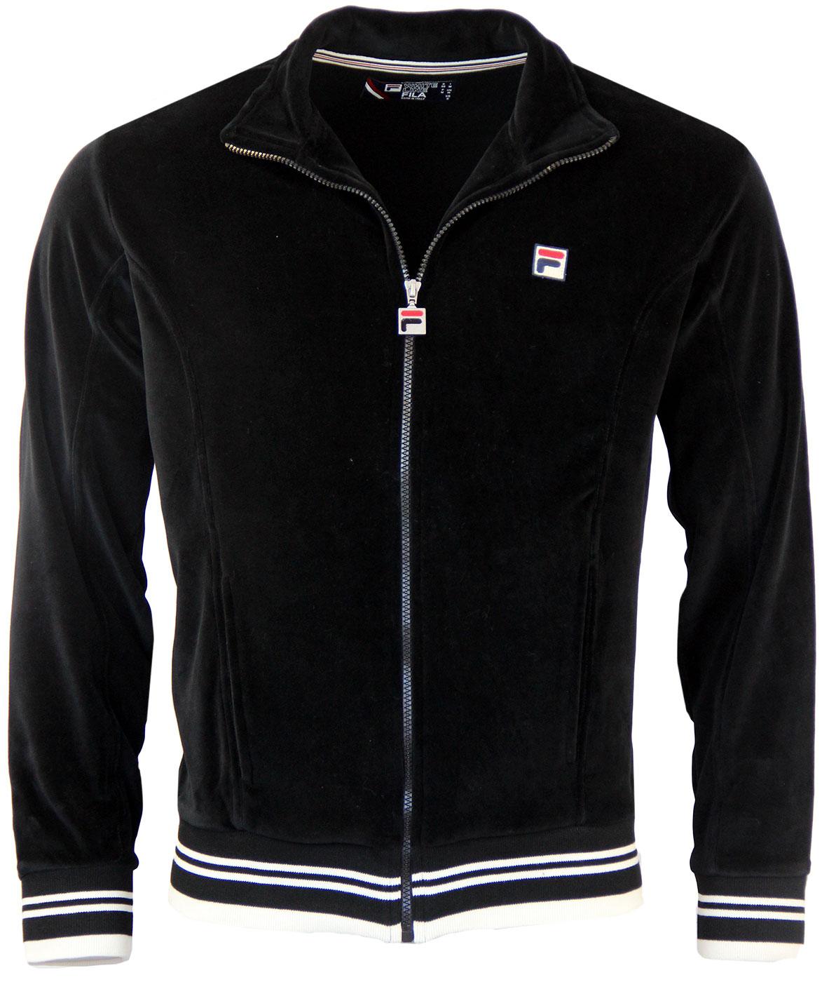 FILA VINTAGE Bartali Retro Velour Track Jacket in Black
