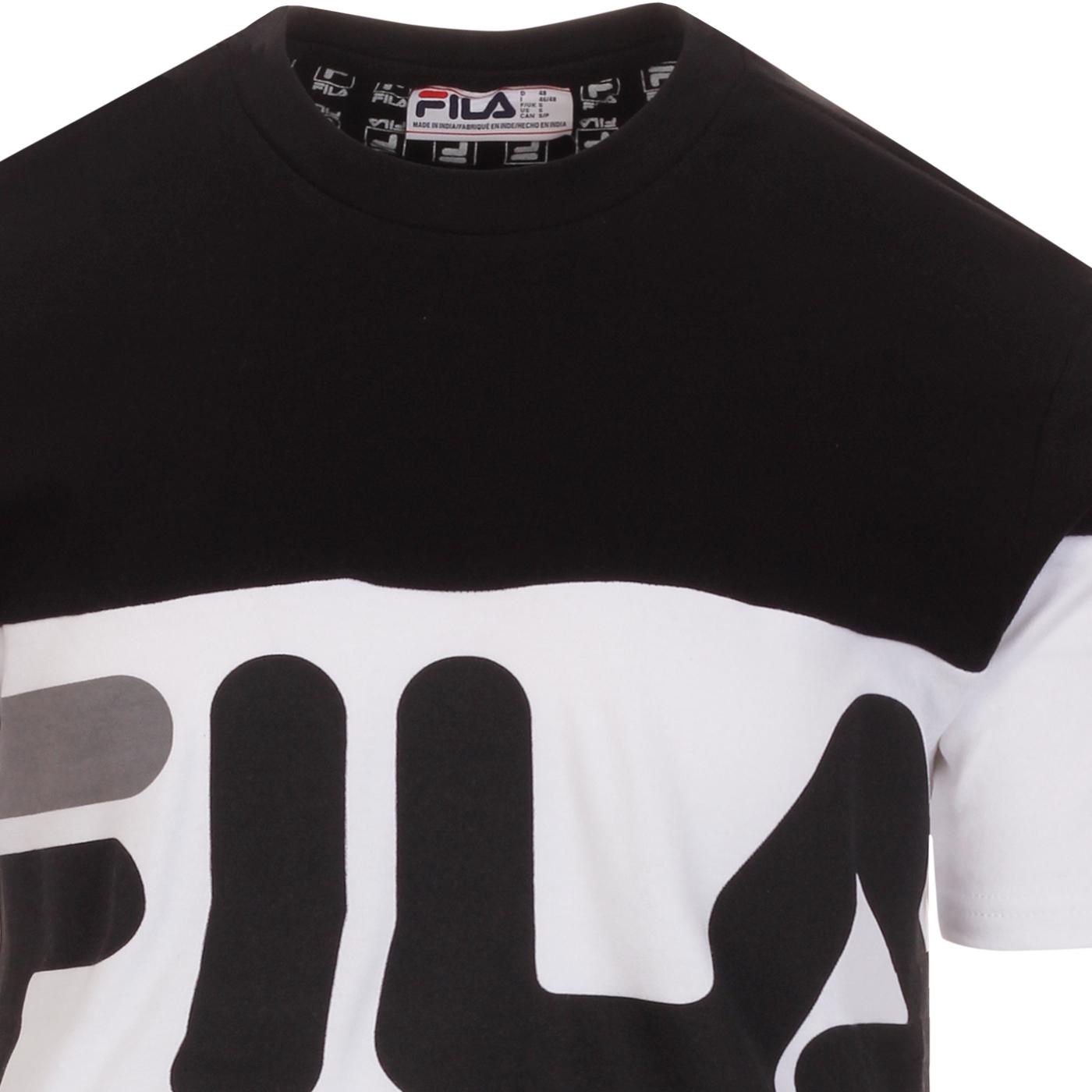 FILA VINTAGE Vialli Retro 1980s Logo T-shirt in Black/Grey