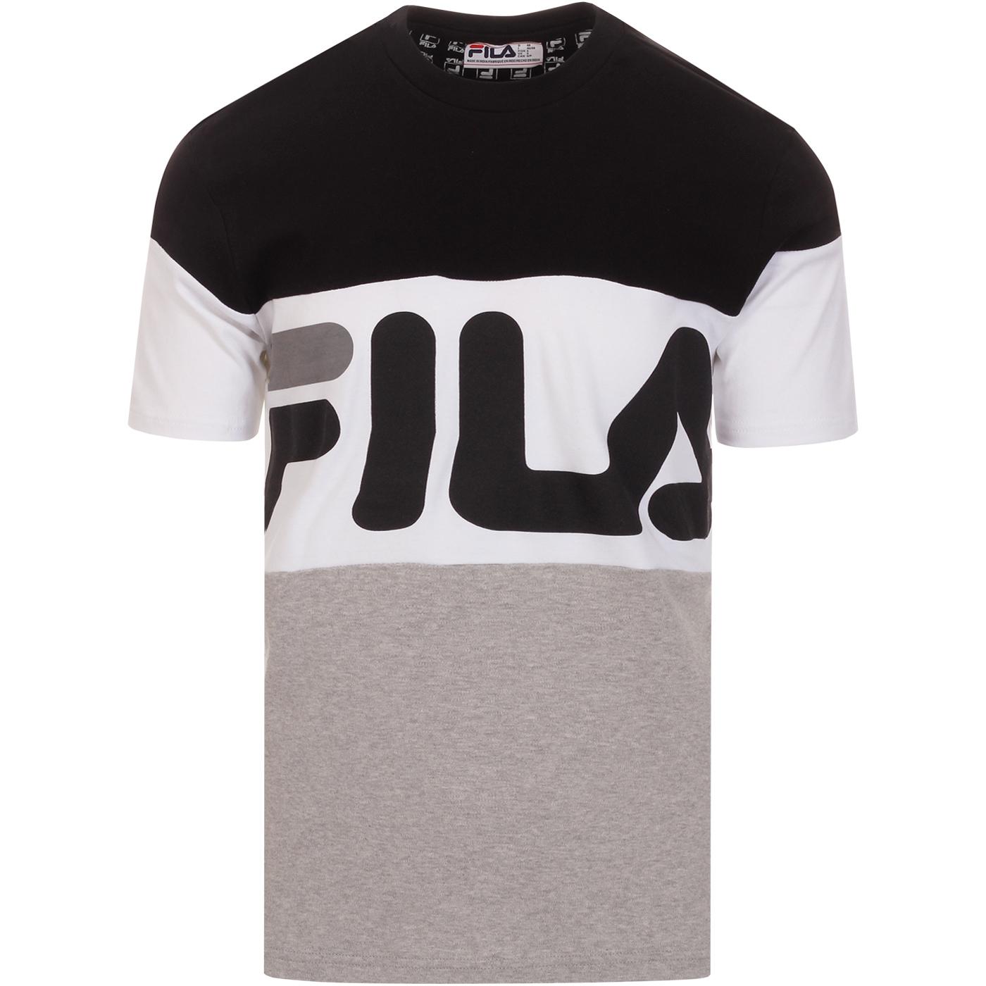 FILA VINTAGE Vialli Retro 1980s Logo T-shirt in Black/Grey
