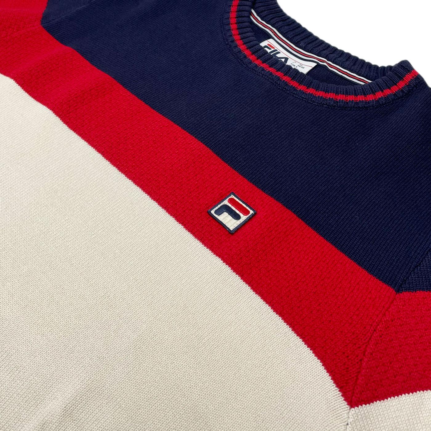 Fila jumper red white clearance and blue