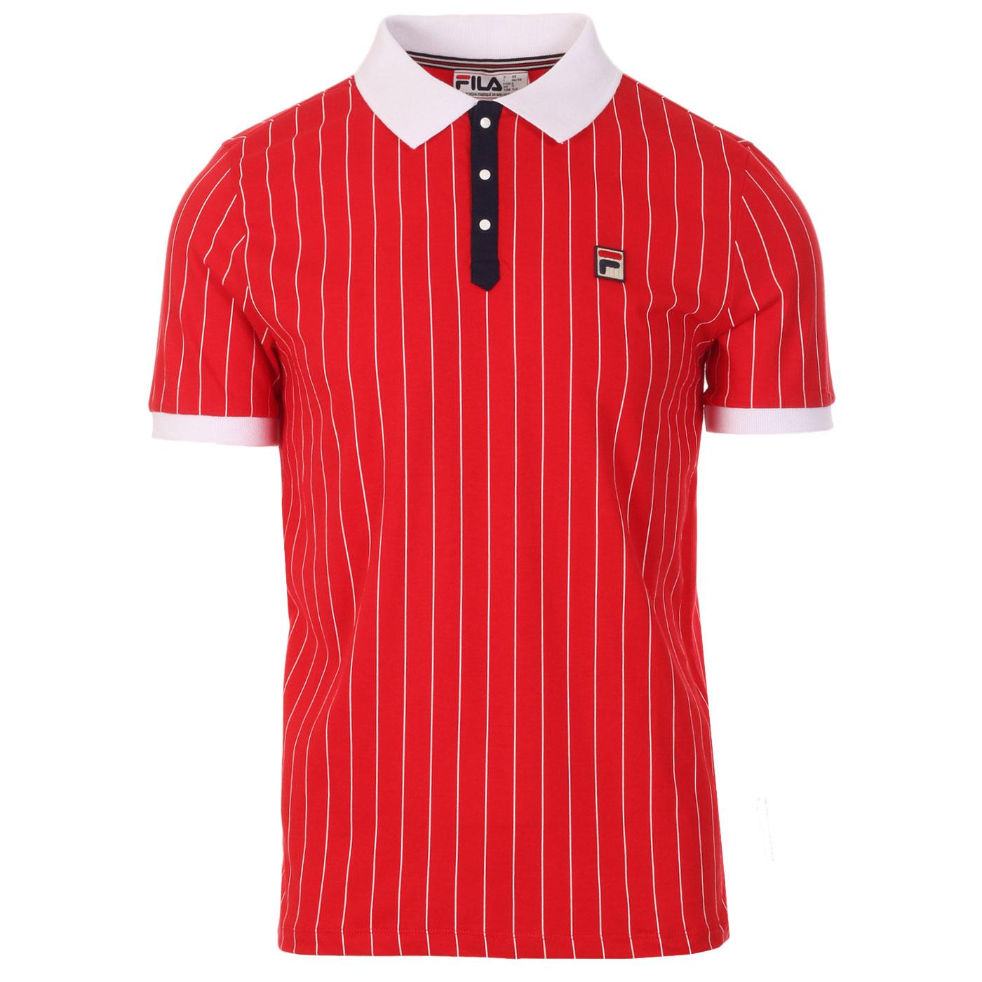 FILA VINTAGE BB1 Retro Borg Tennis Polo in Chinese Red