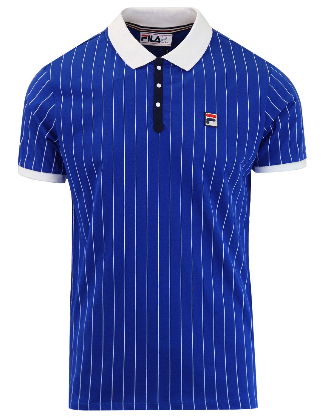 FILA VINTAGE BB1 Retro 1970s Borg Tennis Polo Shirt in Blue