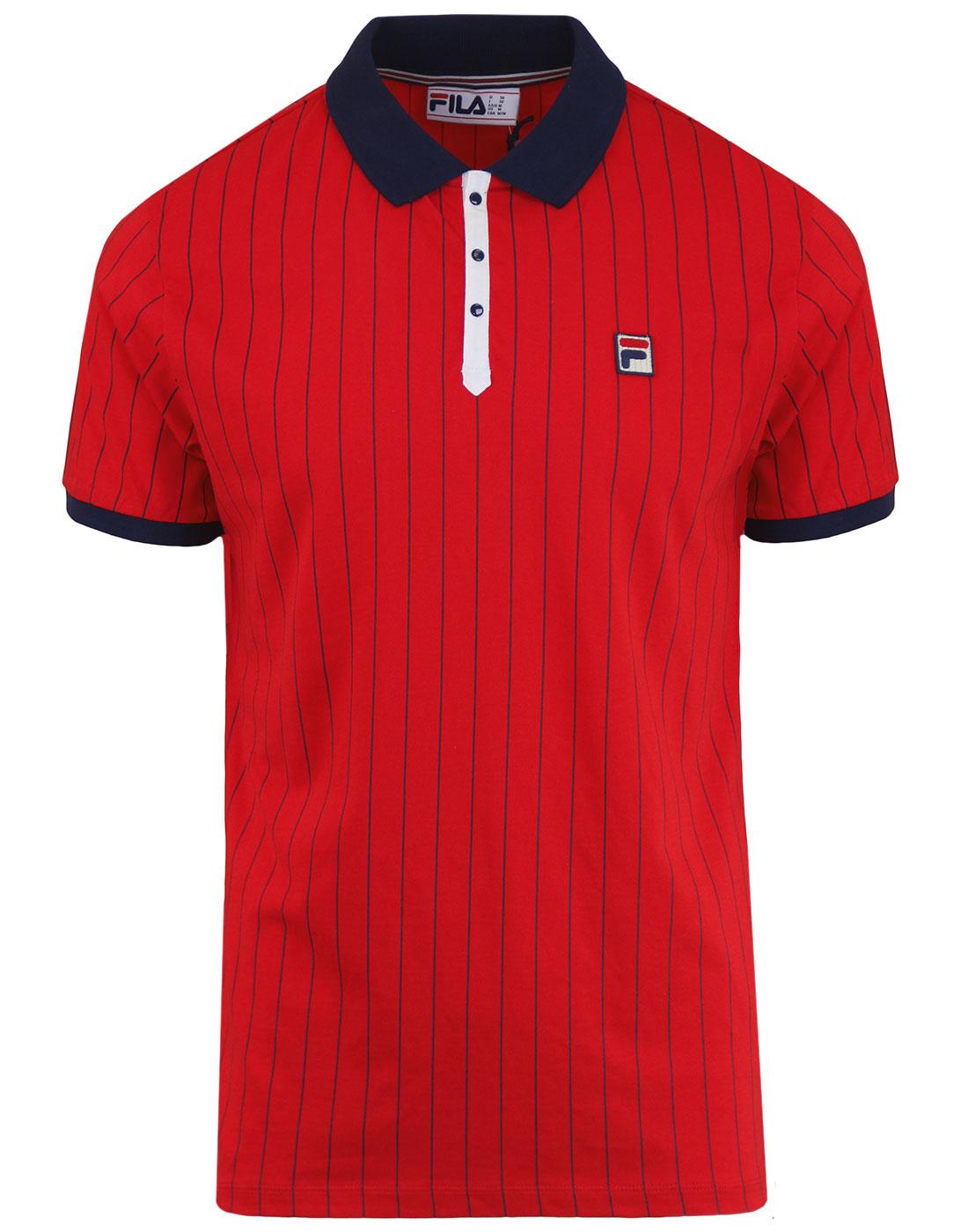 FILA VINTAGE BB1 Retro 1970s Borg Tennis Polo Shirt in Red