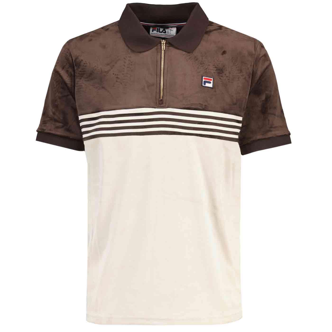 Lennox Fila Vintage Stripe Velour Polo Shirt SL/CB