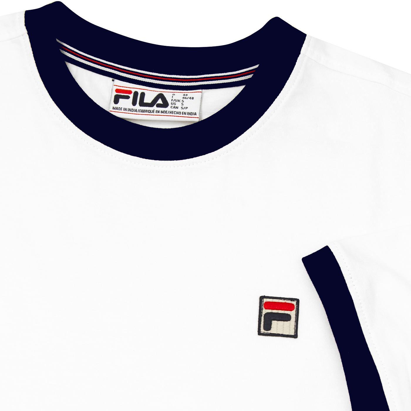 FILA VINTAGE Marconi Retro 70s Ringer T-shirt in White/Navy