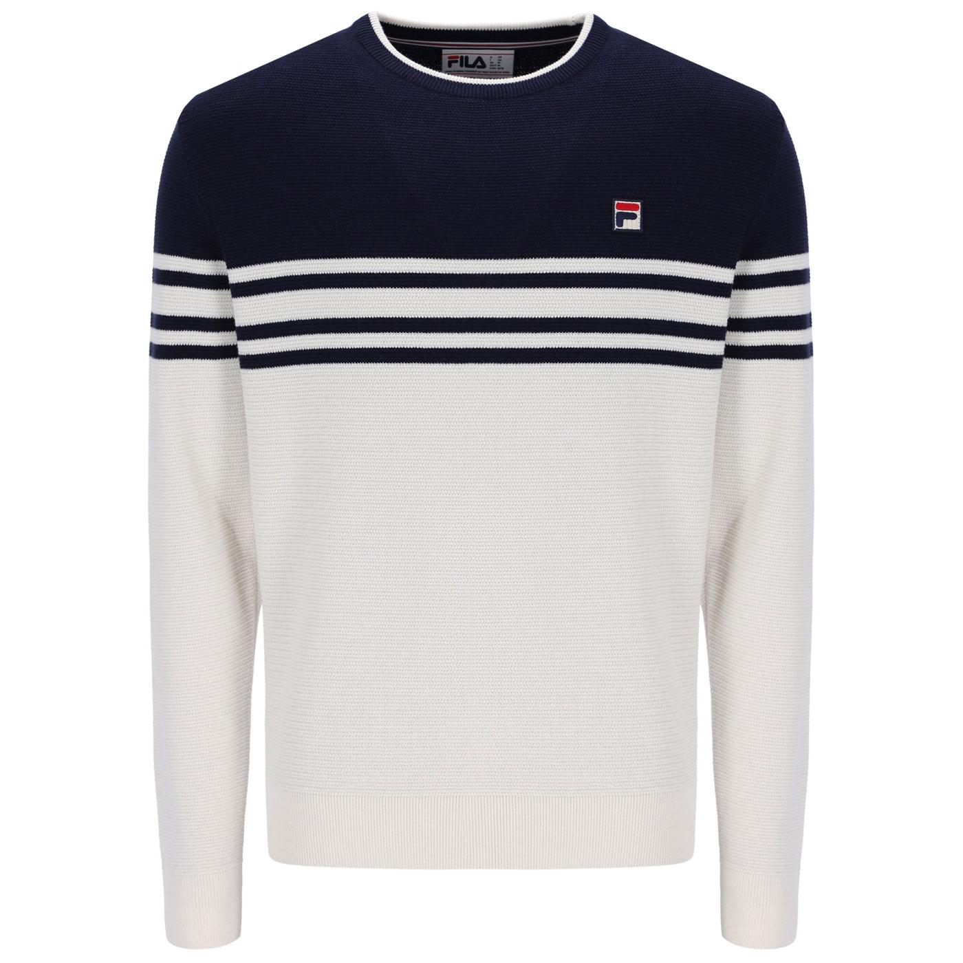 Nate Fila Vintage Crochet Knit Colour Block Crew N