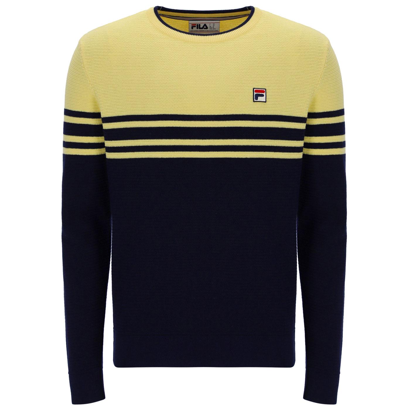 Nate Fila Vintage Crochet Knit Colour Block Crew P