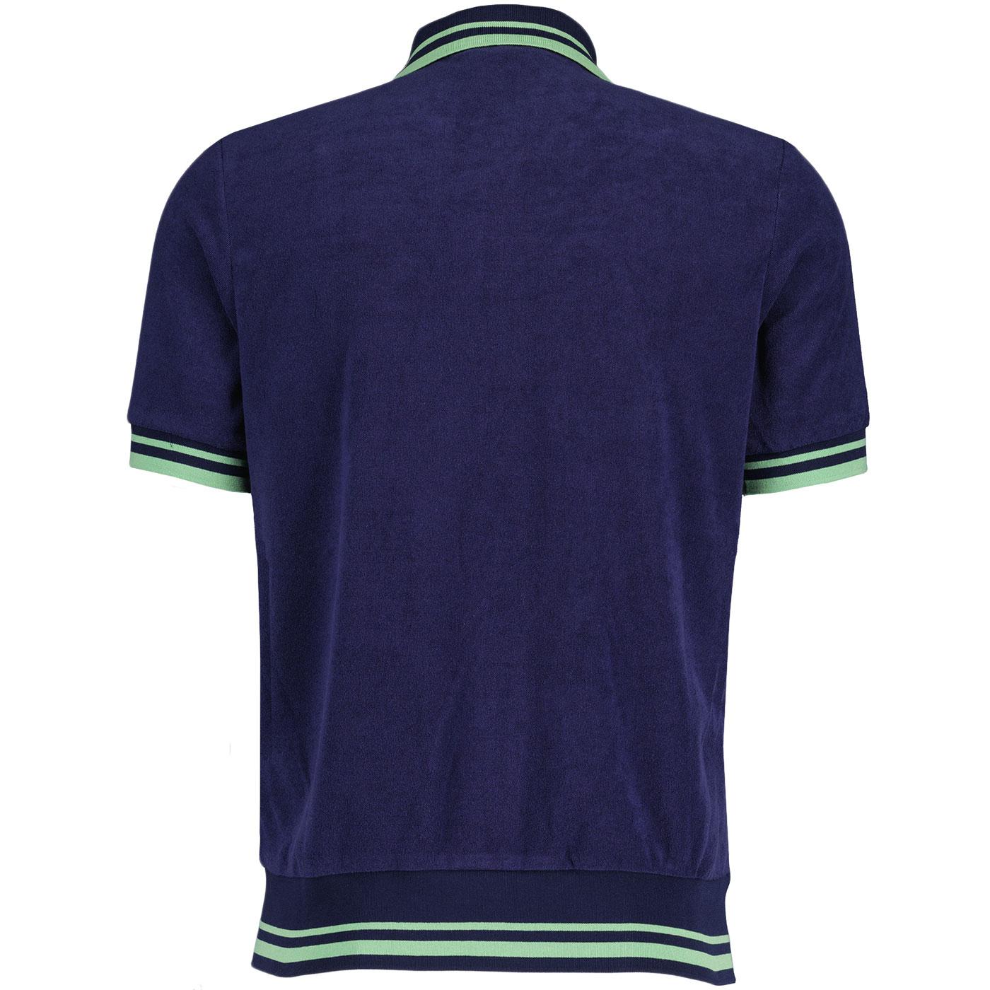 FILA Vintage Terrance Short Sleeve Terry Jacket in Navy Green