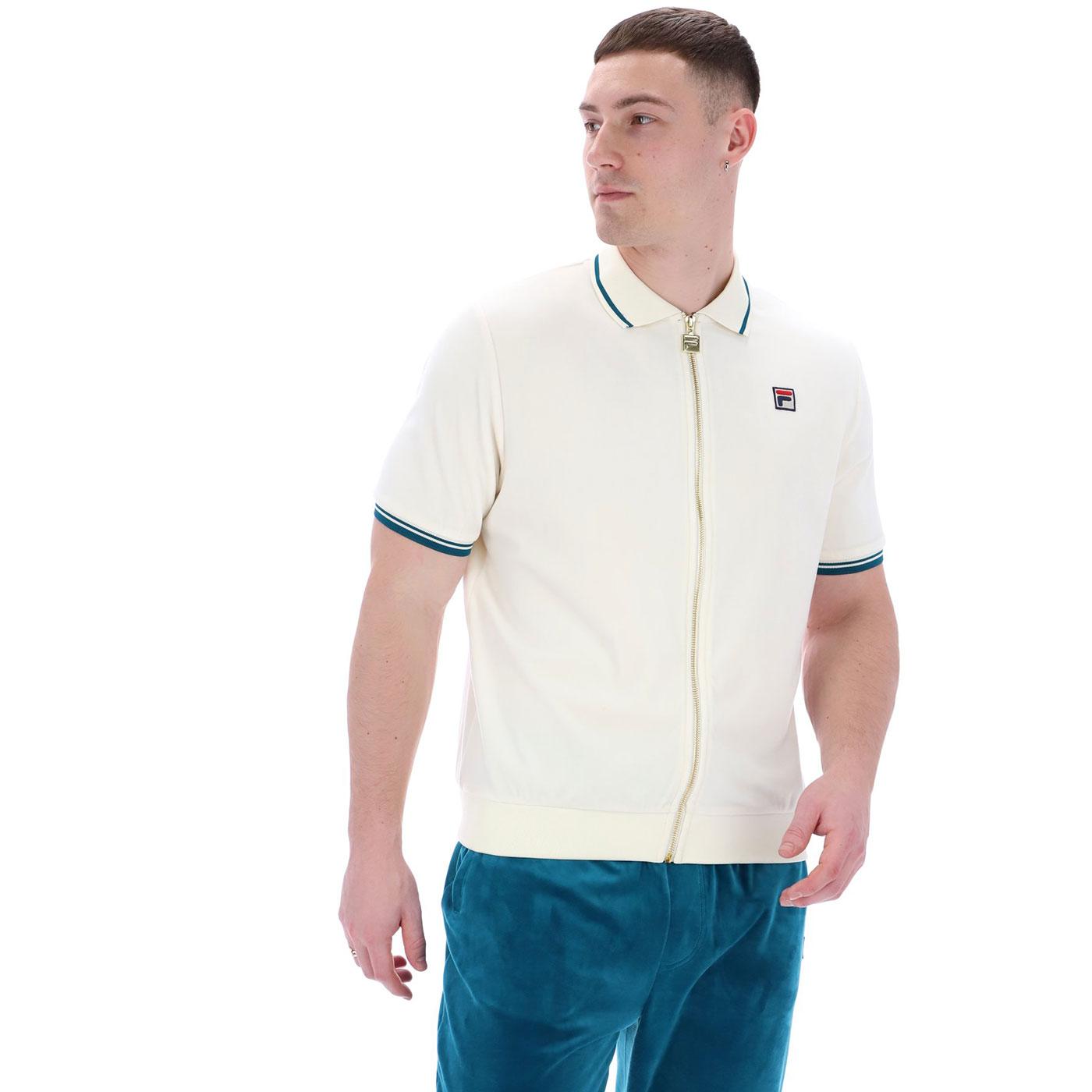 Terry Fila Vintage Zip Through Velour Polo Shirt G