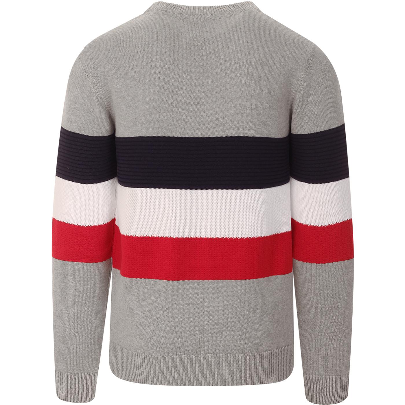 FILA VINTAGE Willkie Mod Ribbed Stripe Knit Jumper Light Grey