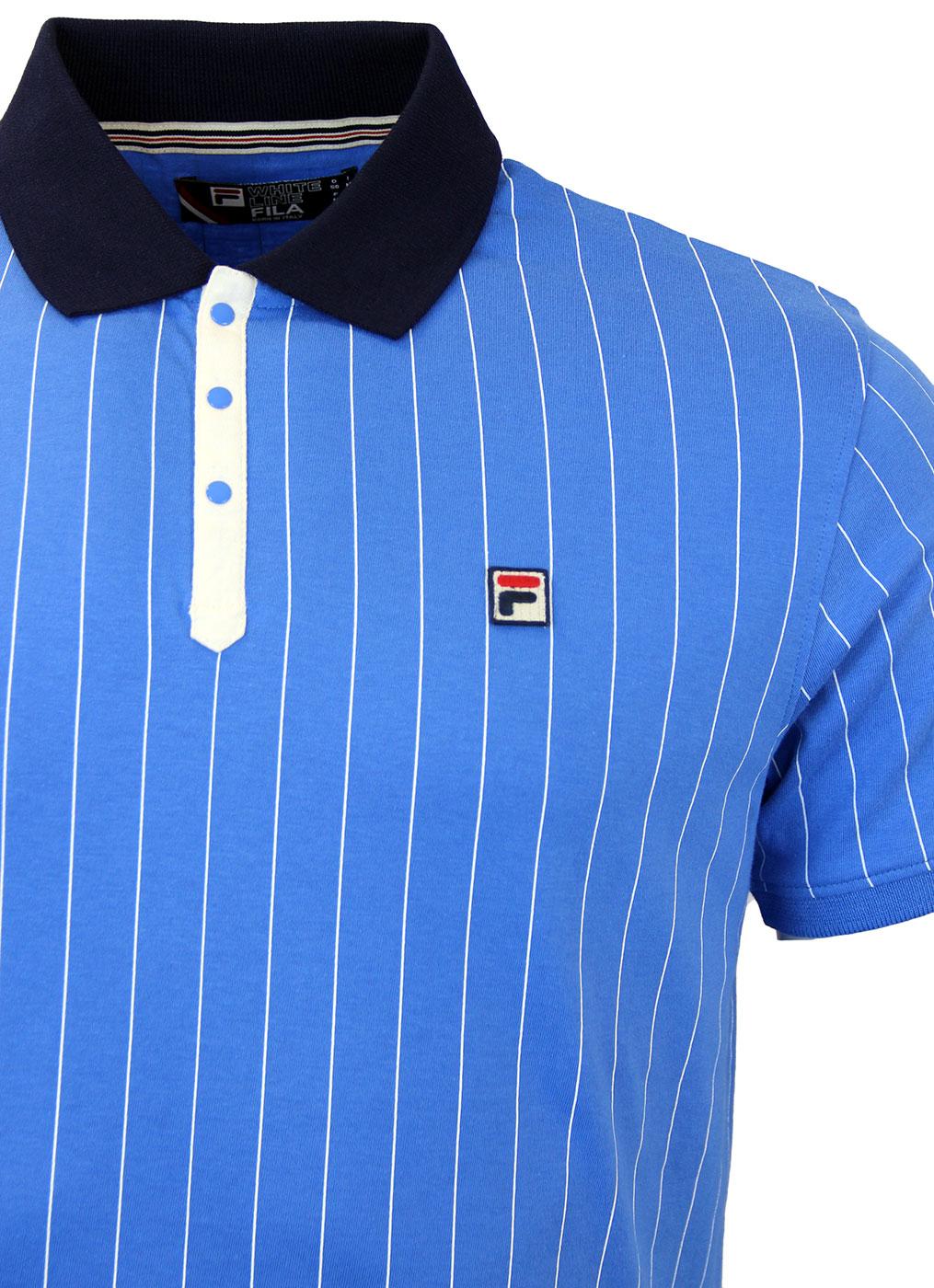 FILA VINTAGE Men's Retro 70s BB1 Bjorn Borg Polo in Ocean/Peacoat