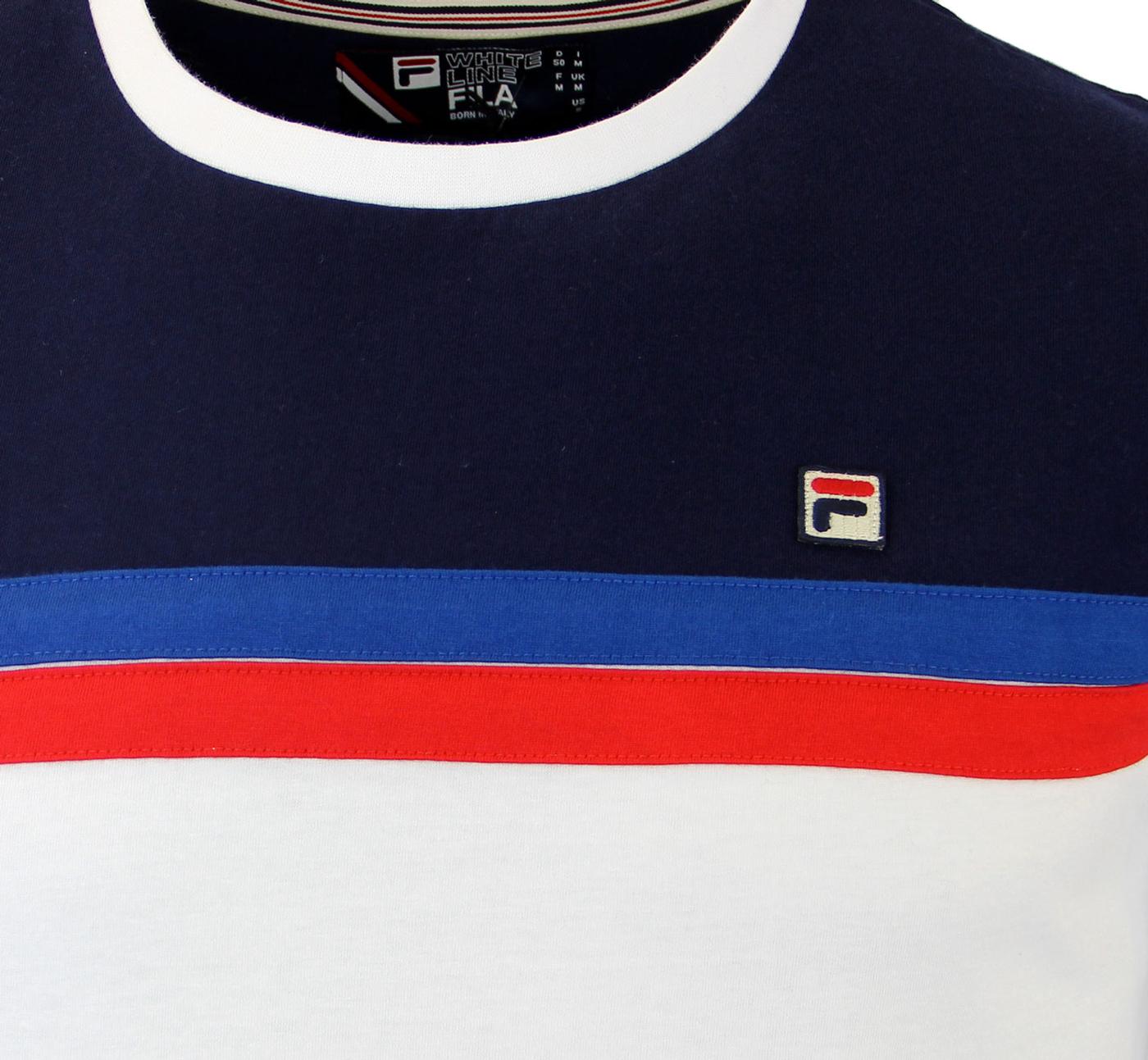 FILA VINTAGE Rigola Retro 1980s Colour Block Chest Stripe T-Shirt