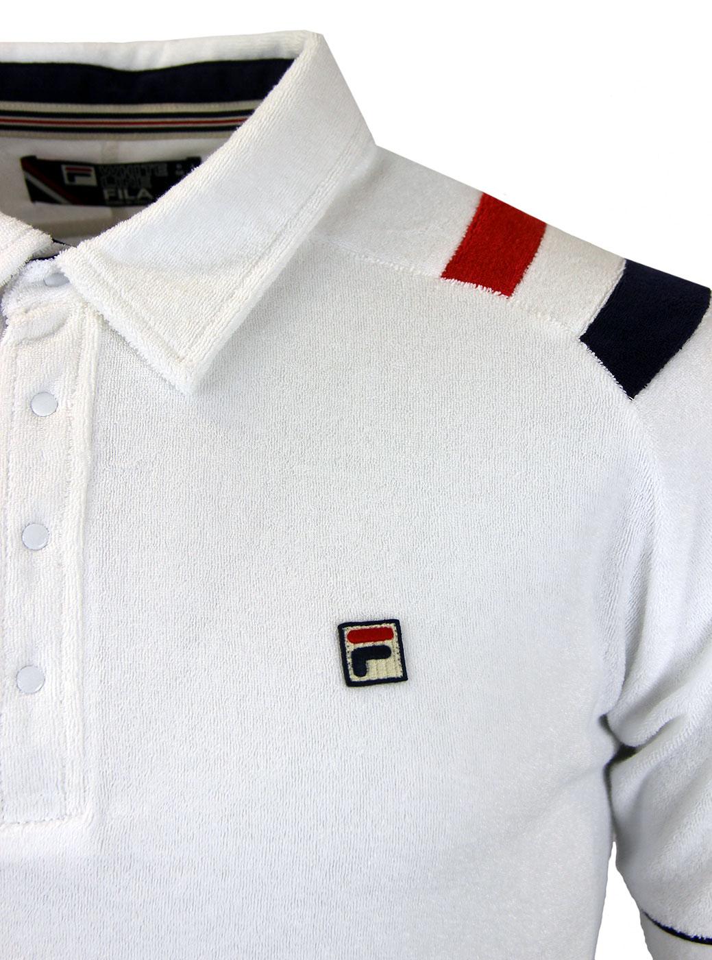Vintage 1970s 1980s White Towelling Polo Shirt Top