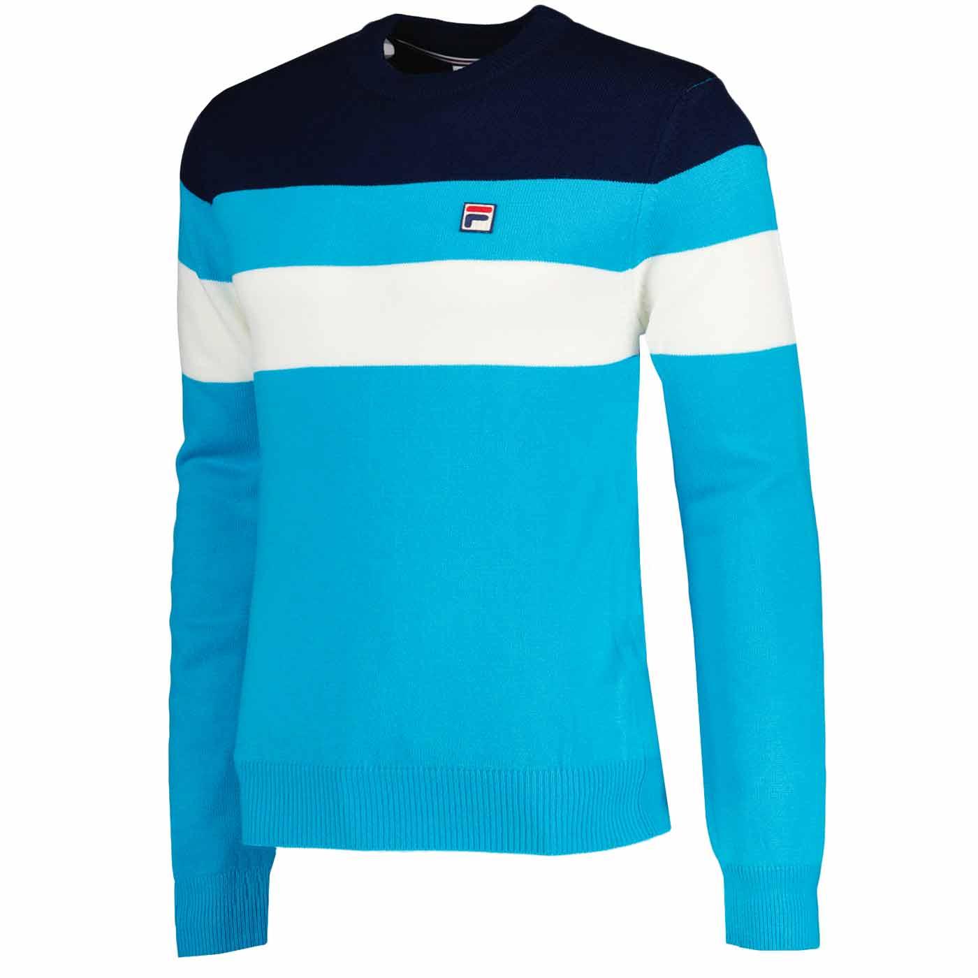 FILA VINTAGE Abner Block Stripe Retro Ski Jumper in Aquarius